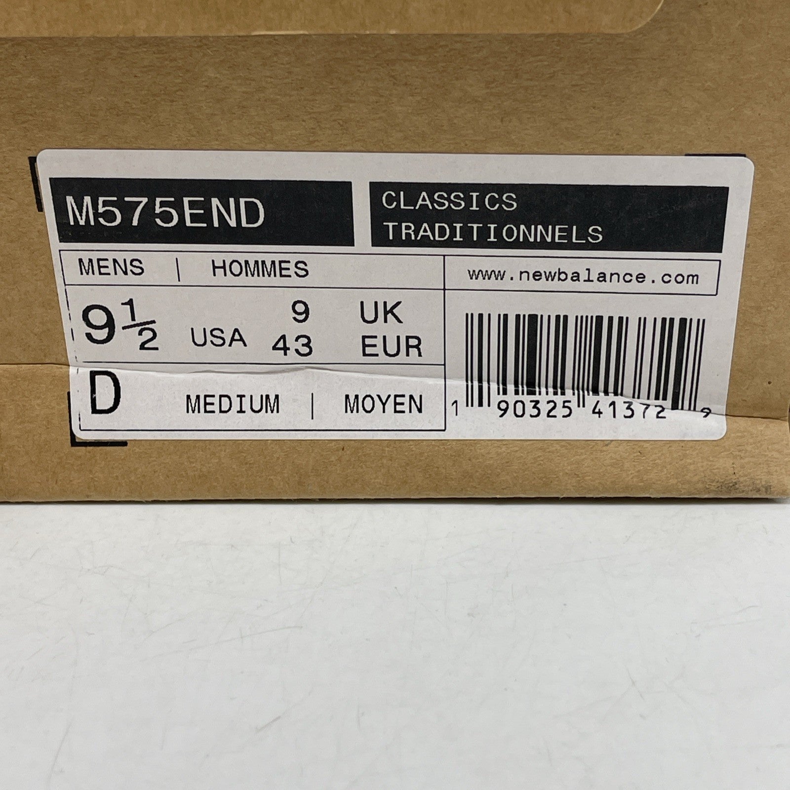 Size 9.5 - New Balance END. x 575 Made in England Marble White (M575END)