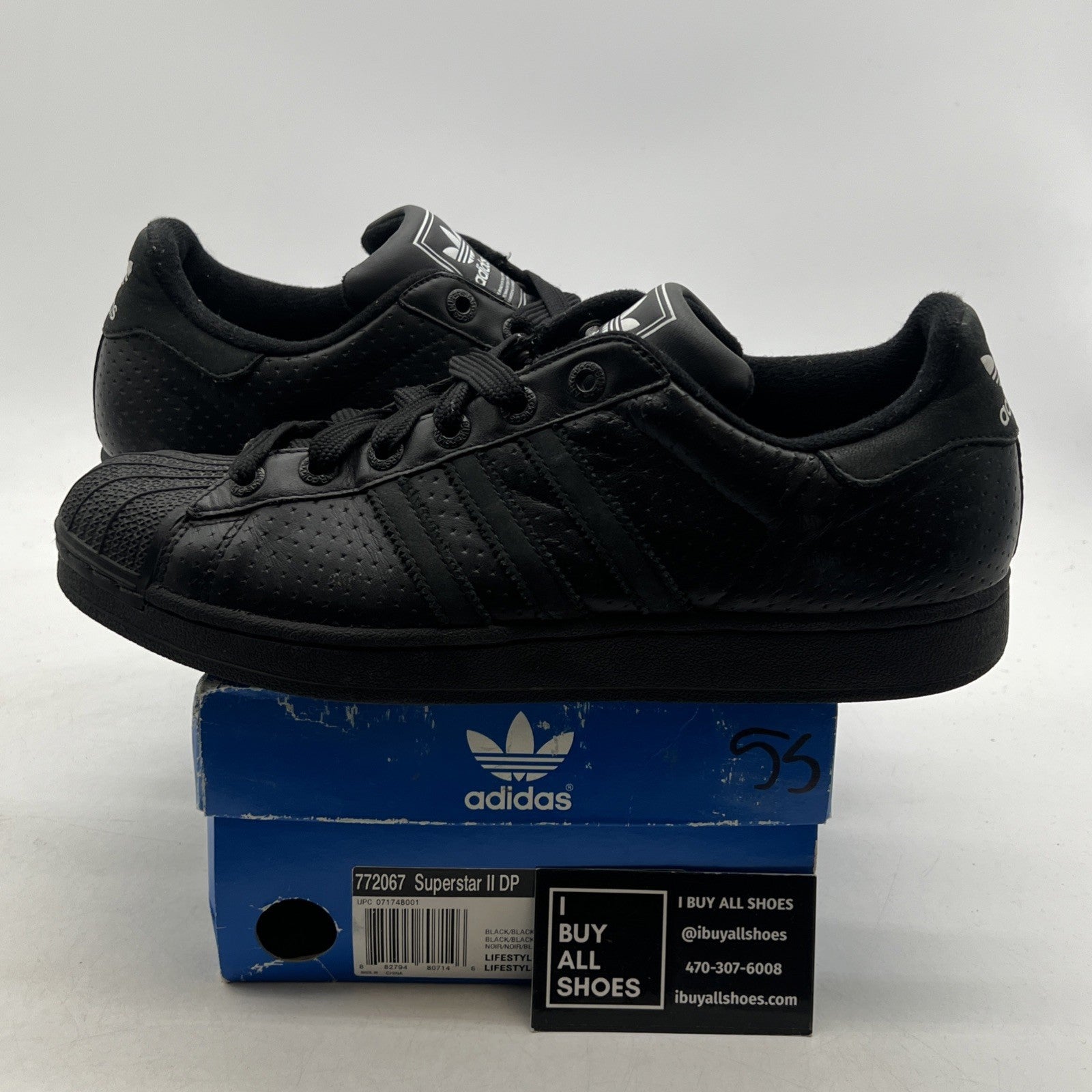 Size 11 - Adidas Super Star II CBlack/CBlack Originals (772067)