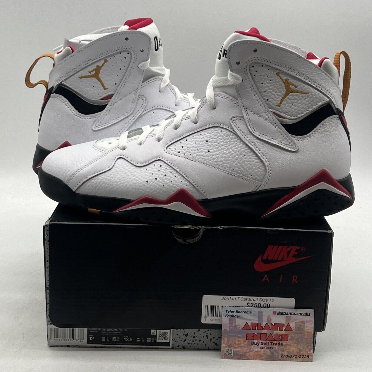 Size 12 - Jordan 7 Cardinal 2022 Red White Black Yellow Leather (CU0307-106)