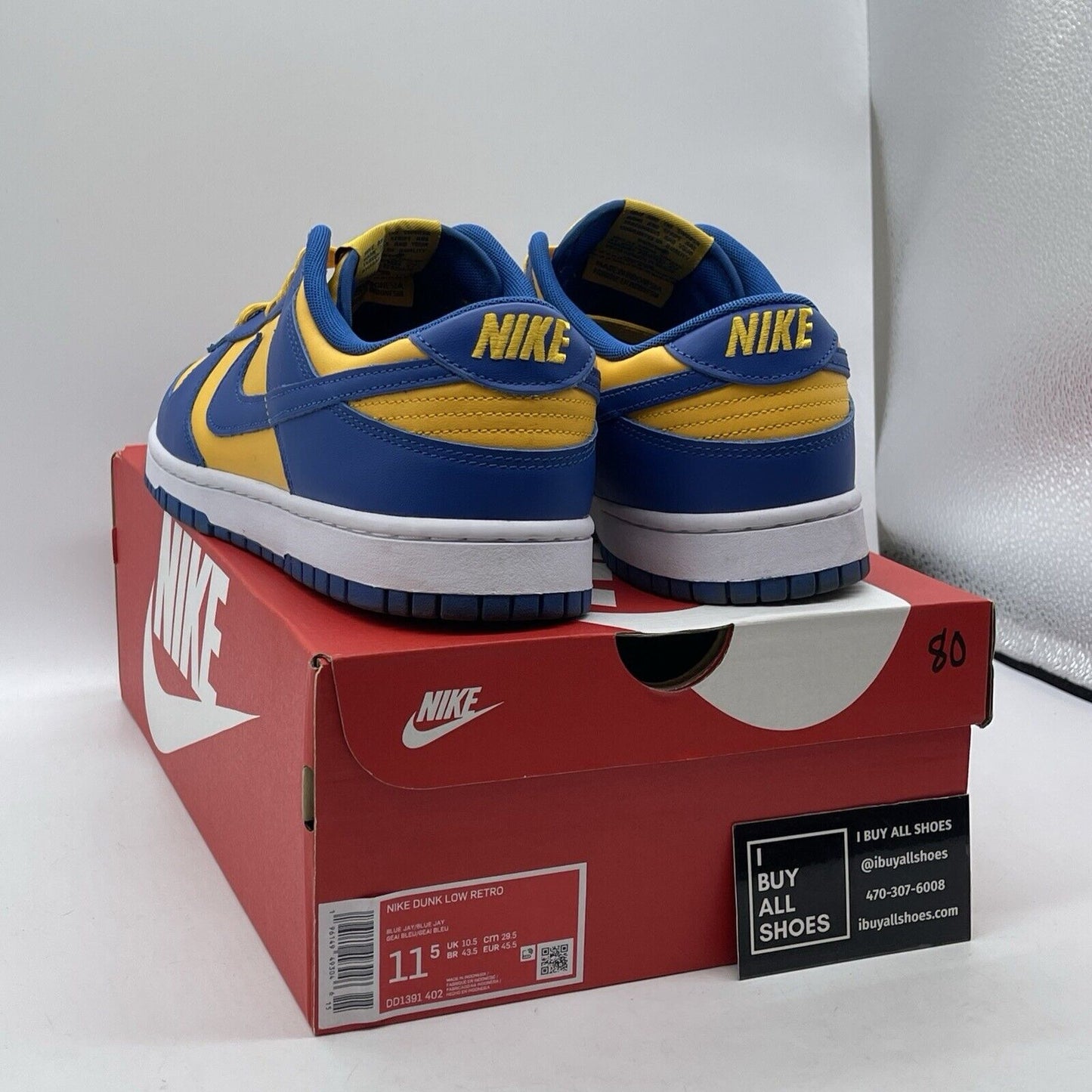 Size 11.5 - Nike Dunk Low UCLA Yellow Blue White Suede Leather (DD1391-402)