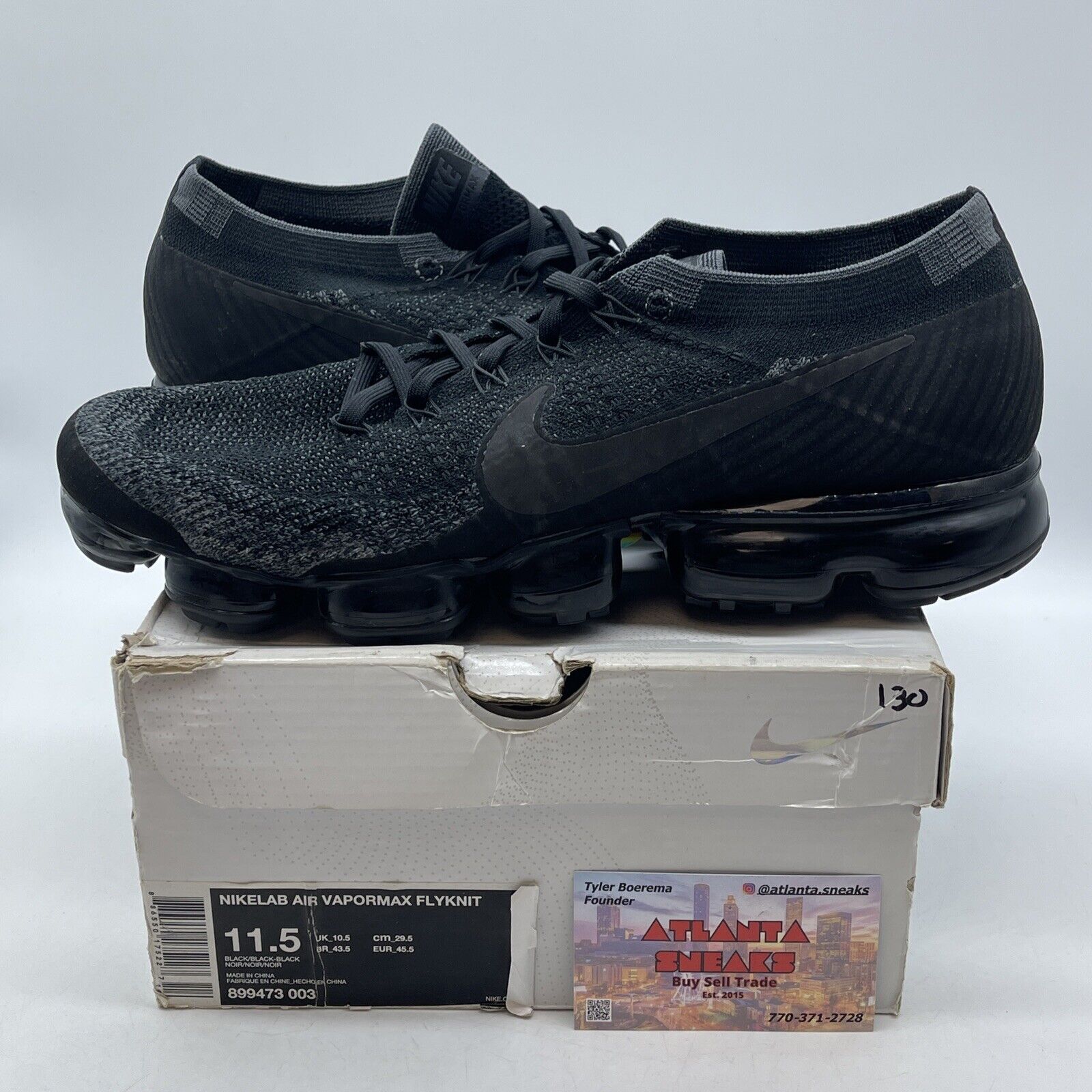 Size 11.5 - NikeLab Air VaporMax Triple Black Suede Leather (899473-003)