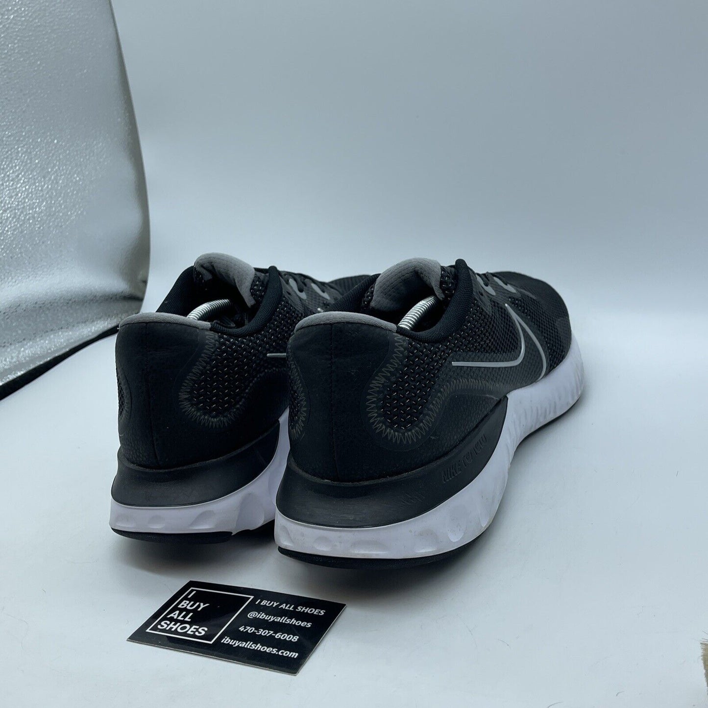 Size 12 - Nike Renew Run 4E Wide Black White Grey Suede Leather (CW7437-002)
