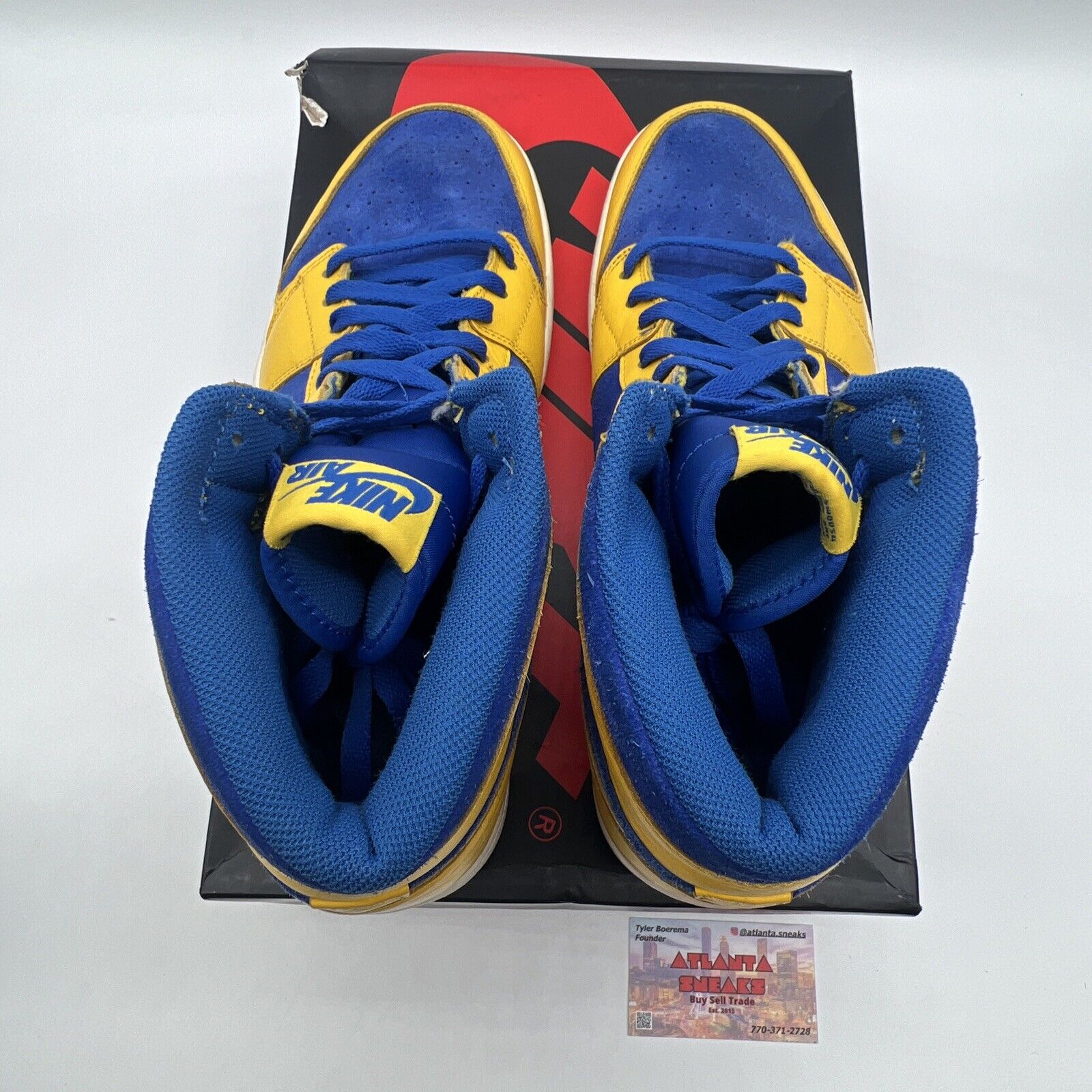 Size 13 - Air Jordan 1 Retro OG High Laney Blue Yellow White (555088-707)