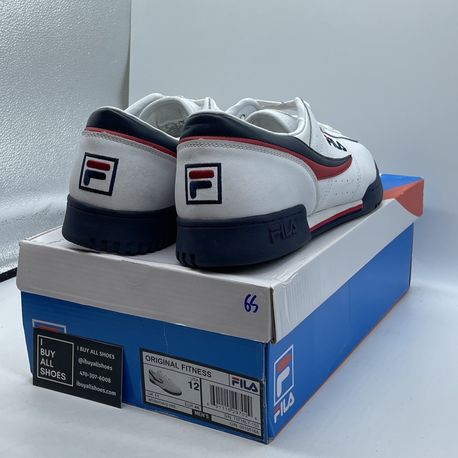 Size 12 - FILA Men's Original Fitness Sneaker White Blue Red (11F16LT-150)