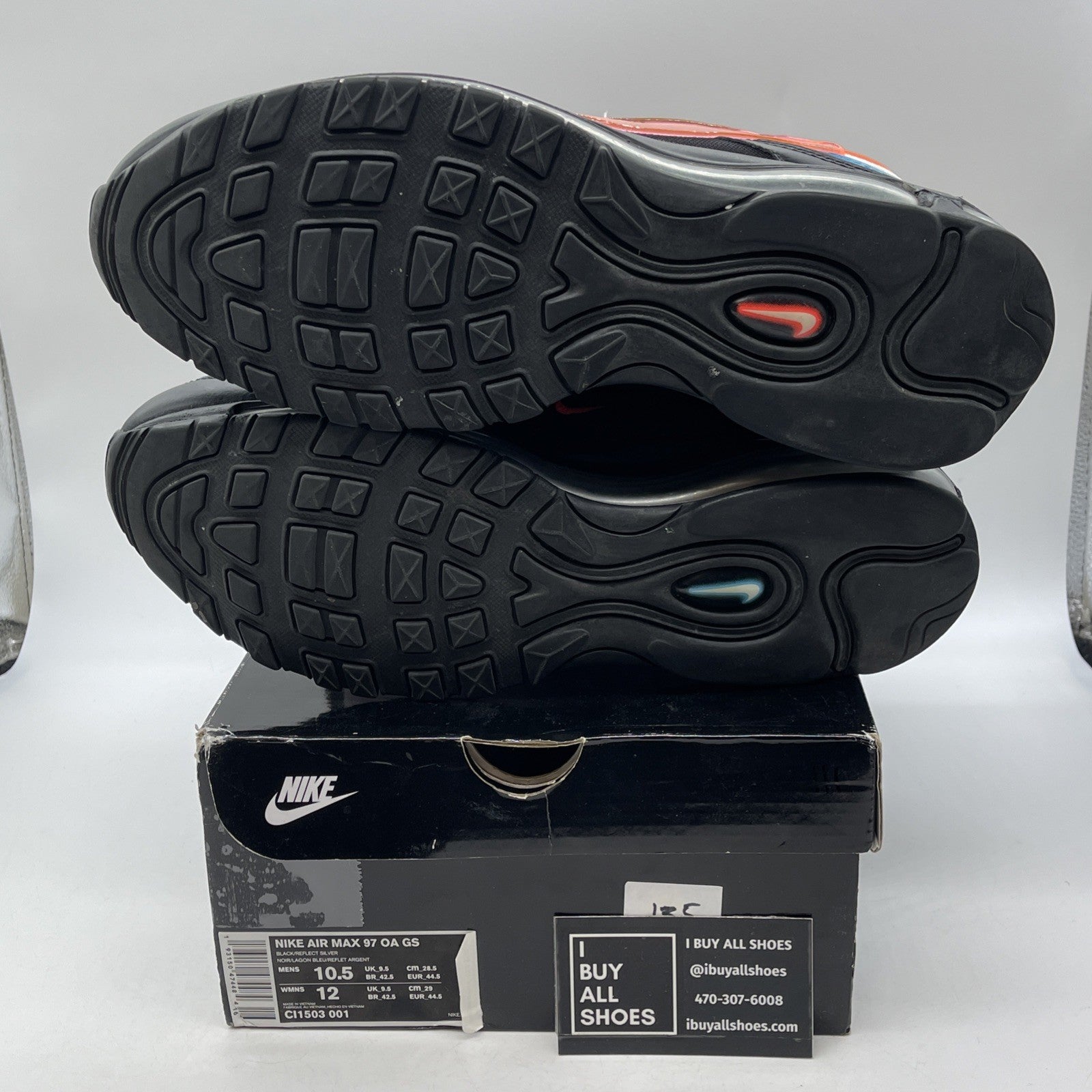 Size 10.5 - Nike Air Max 97 On Air: Neon Seoul  Black Blue Leather (CI1503-001)