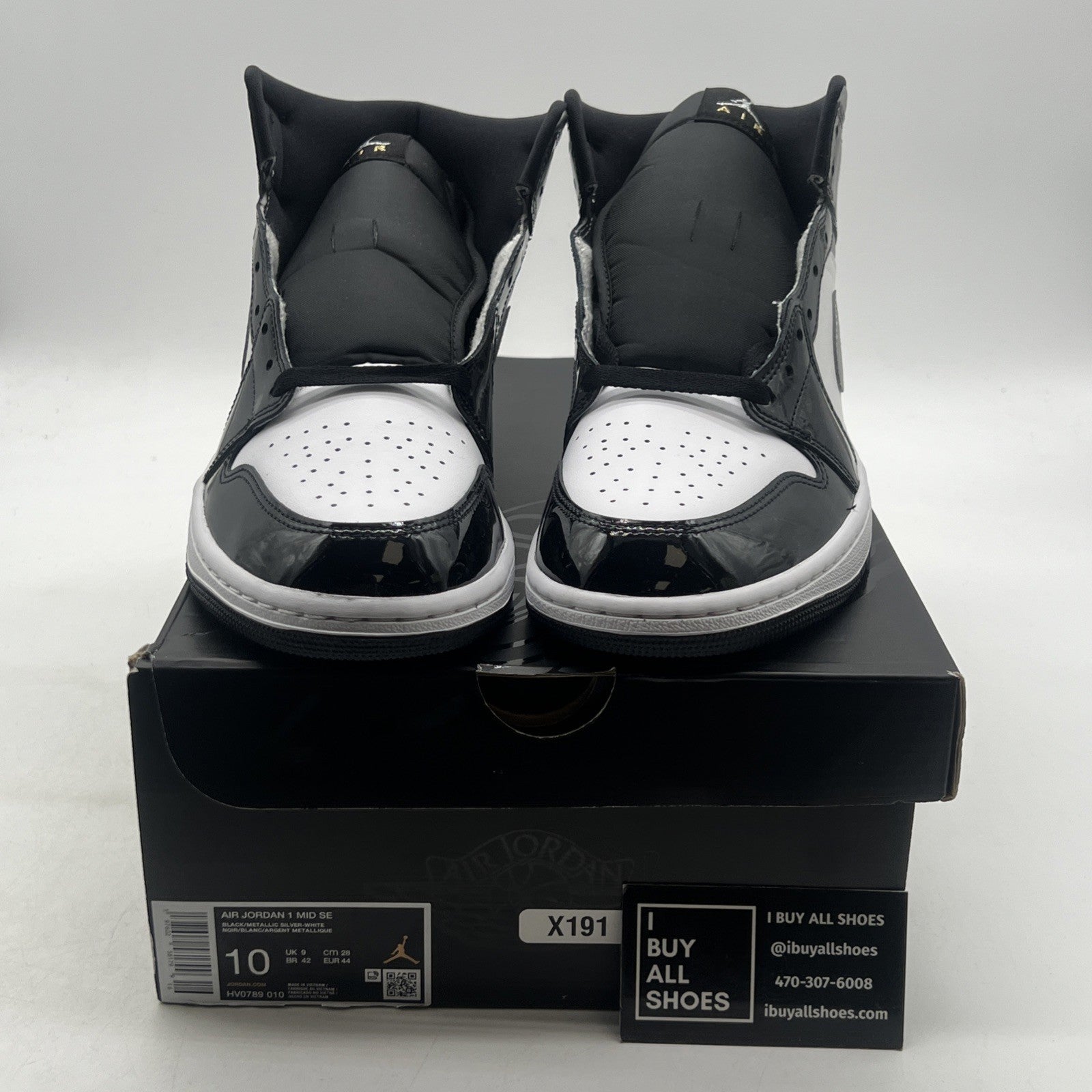 Size 10 - Air Jordan 1 SE Mid Black White Metallic Silver (HV0789-010)