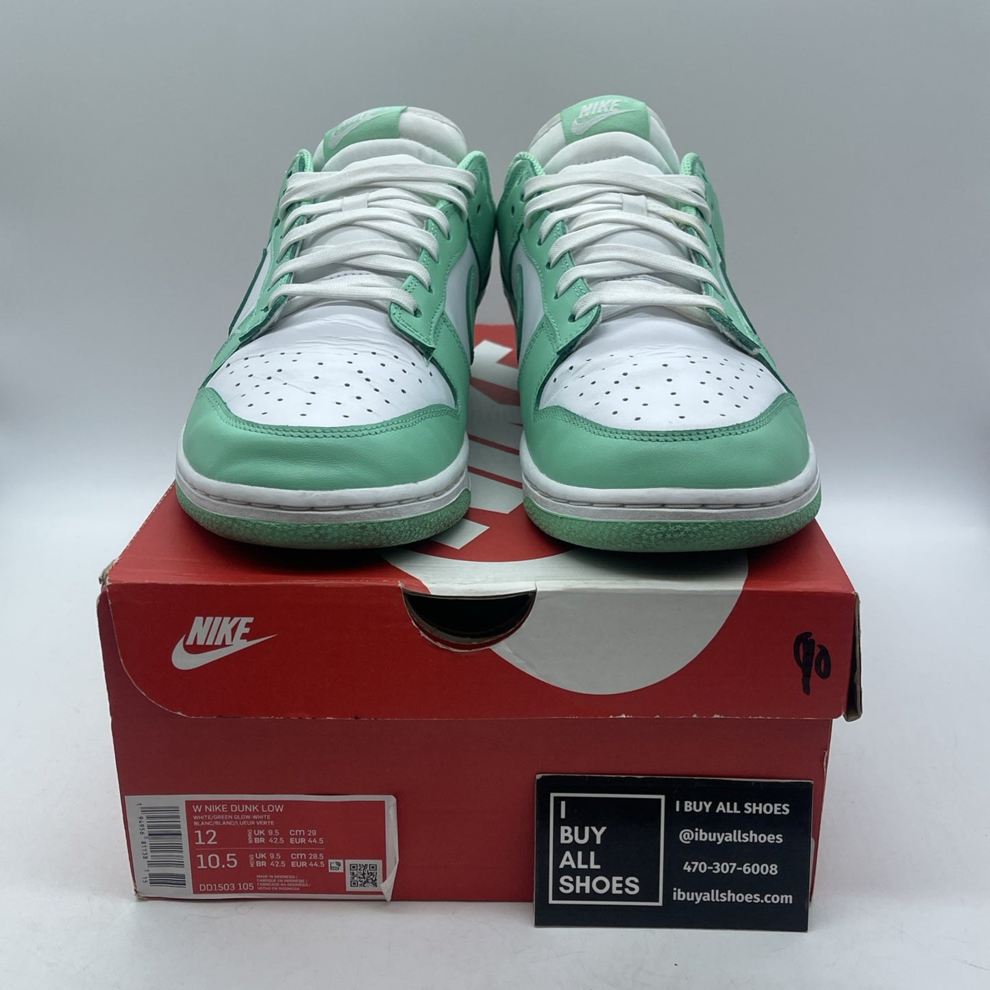 Size 12W - Nike Dunk Low Green Glow Blue White Leather (DD1503-105)