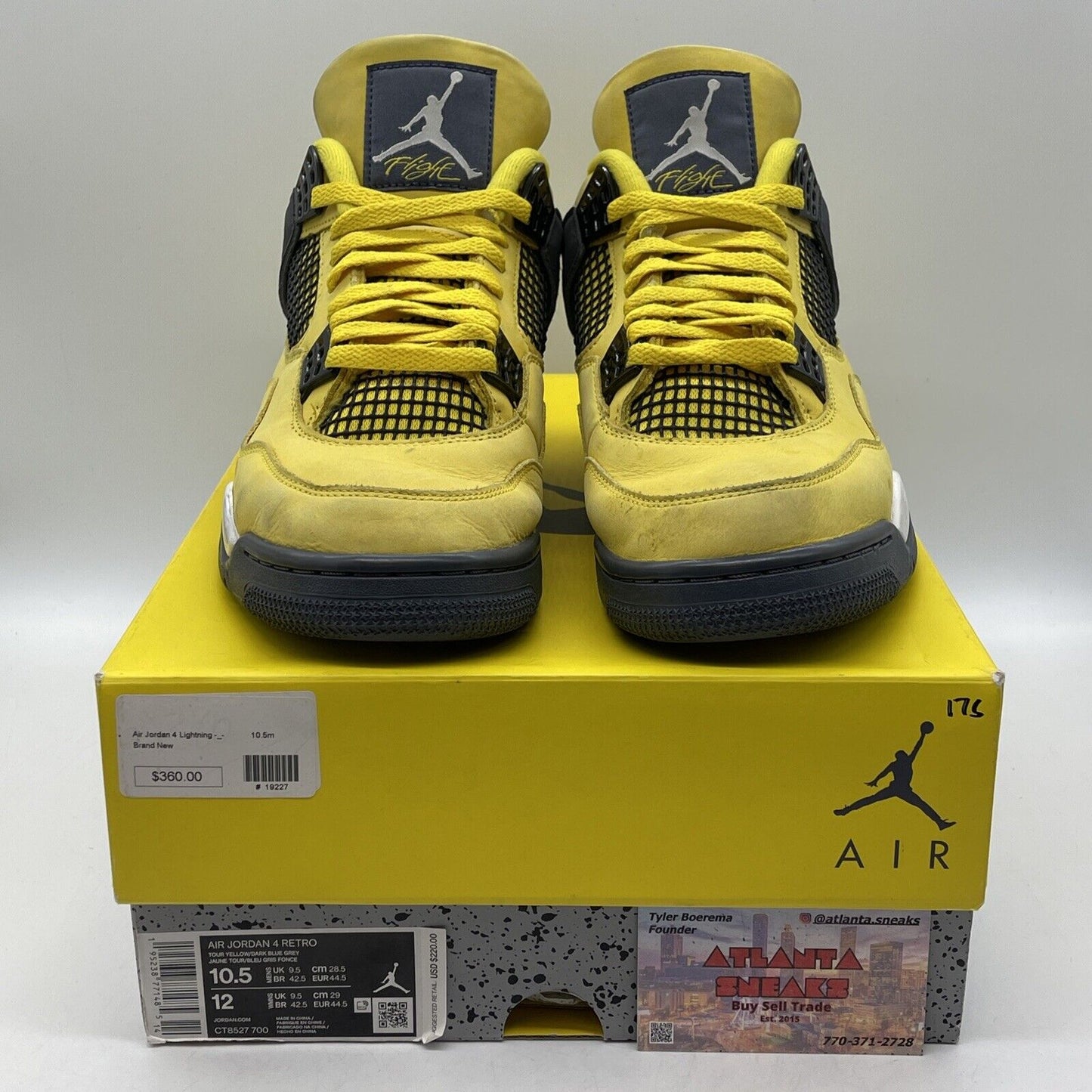 Size 10.5 - Jordan 4 Retro Mid Lightning Yellow Grey Suede Leather (CT8527-700)