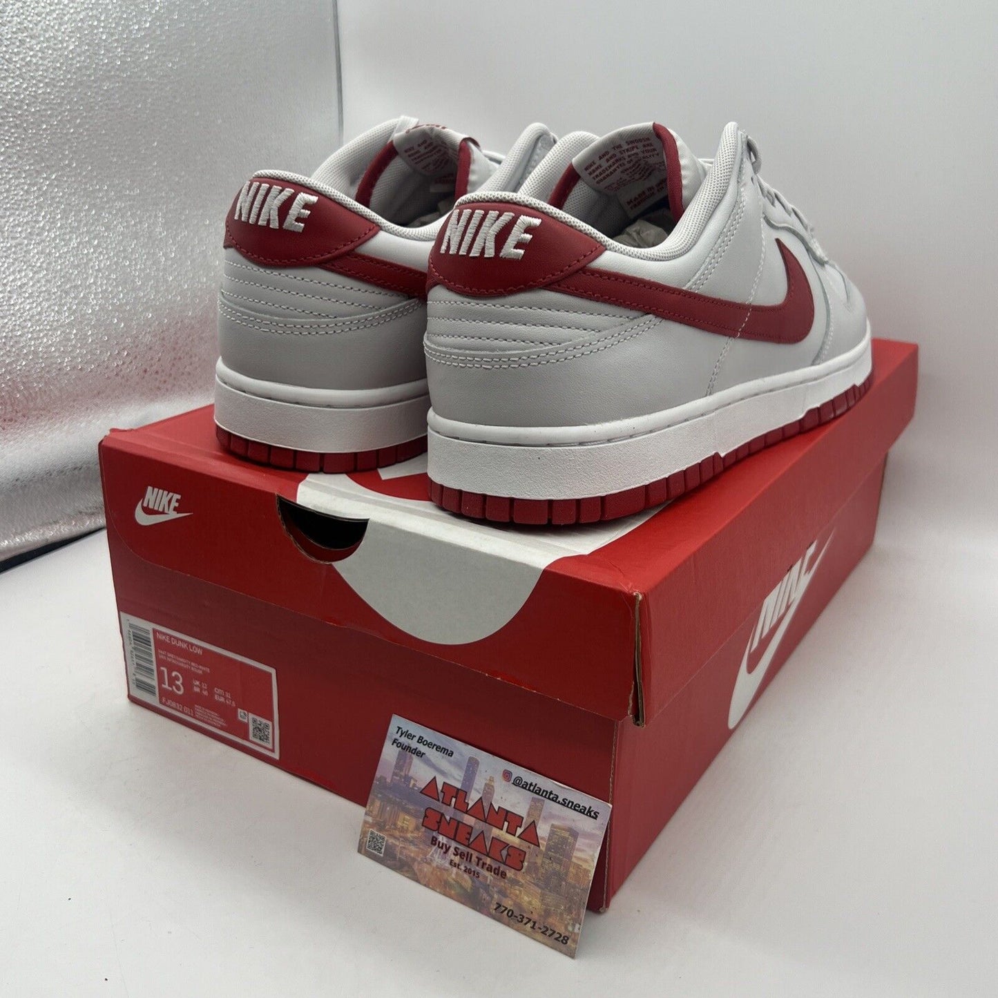 Size 13 - Nike Dunk Low Vast Grey Varsity Red Brand New Og All DS Leather