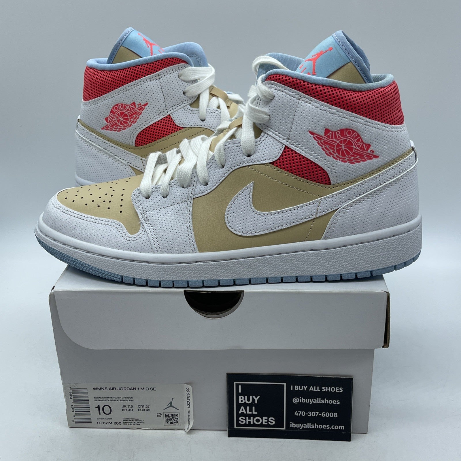 Size 10W - Air Jordan 1 SE Mid Sesame (CZ0774-200)