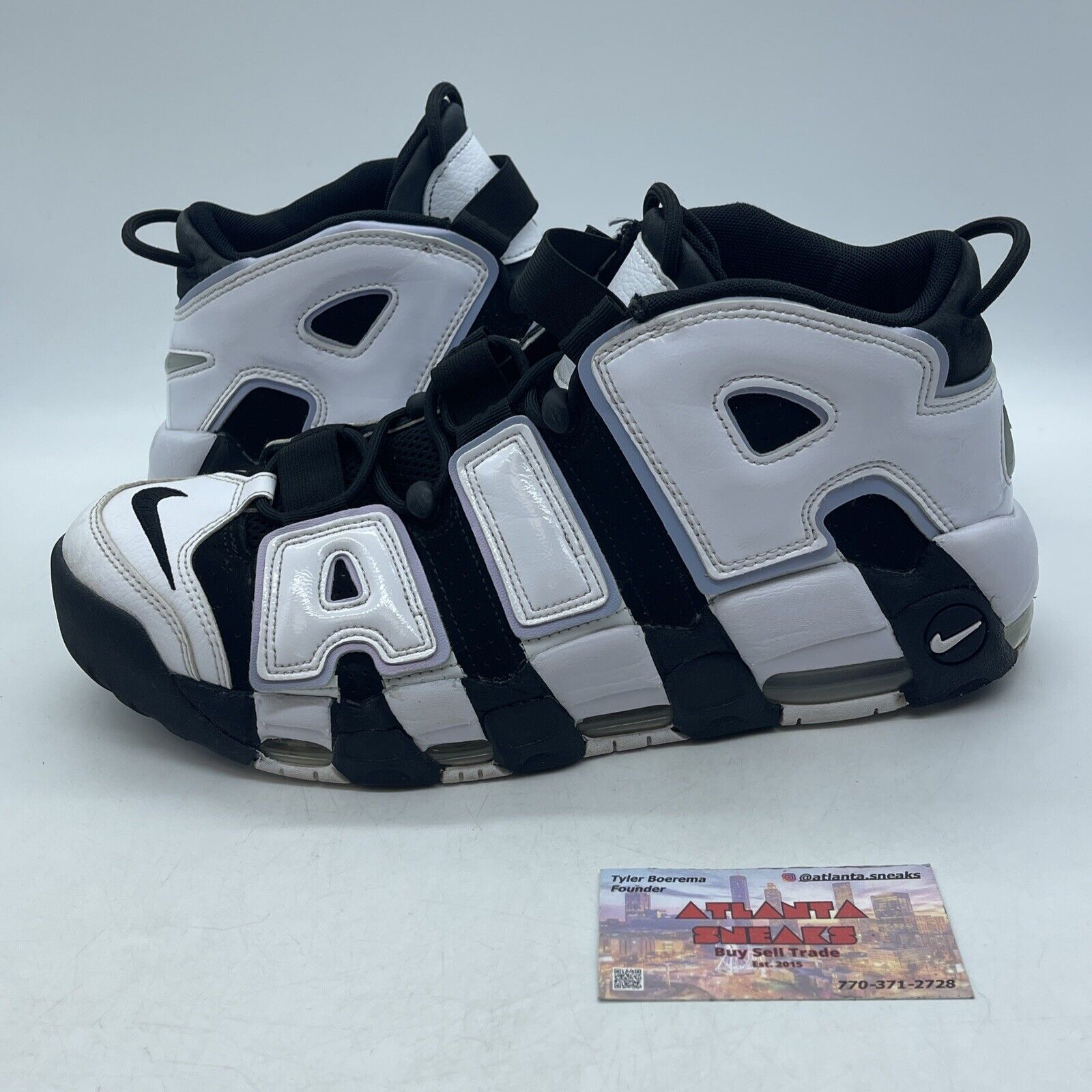 Size 12 - Nike Air More Uptempo Cobalt Bliss Black White Leather (DV0819-001)