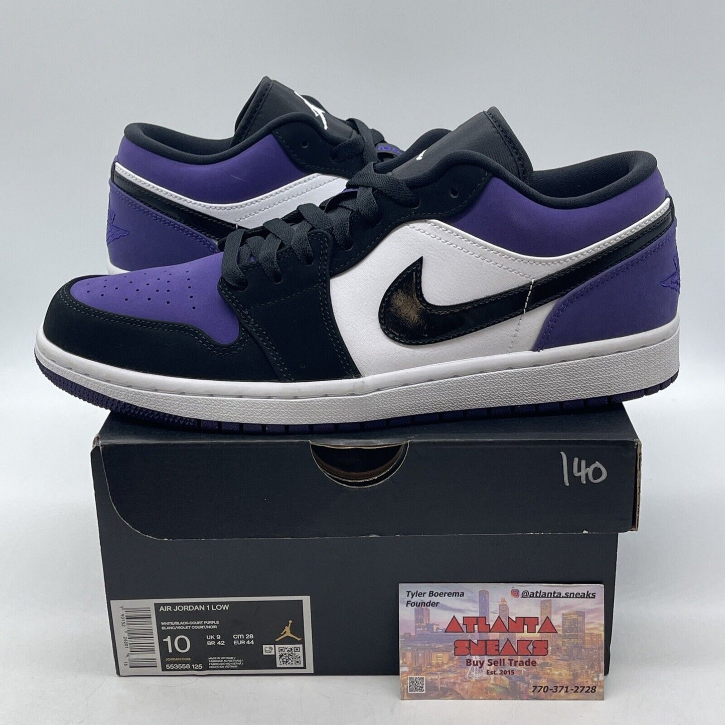 Size 10 - Air Jordan 1 Low Court Purple White Black Suede Leather (553558-125)