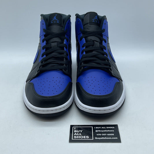Size 12 - Jordan 1 Mid Hyper Royal 2021 Black Blue White Leather (554724-077)