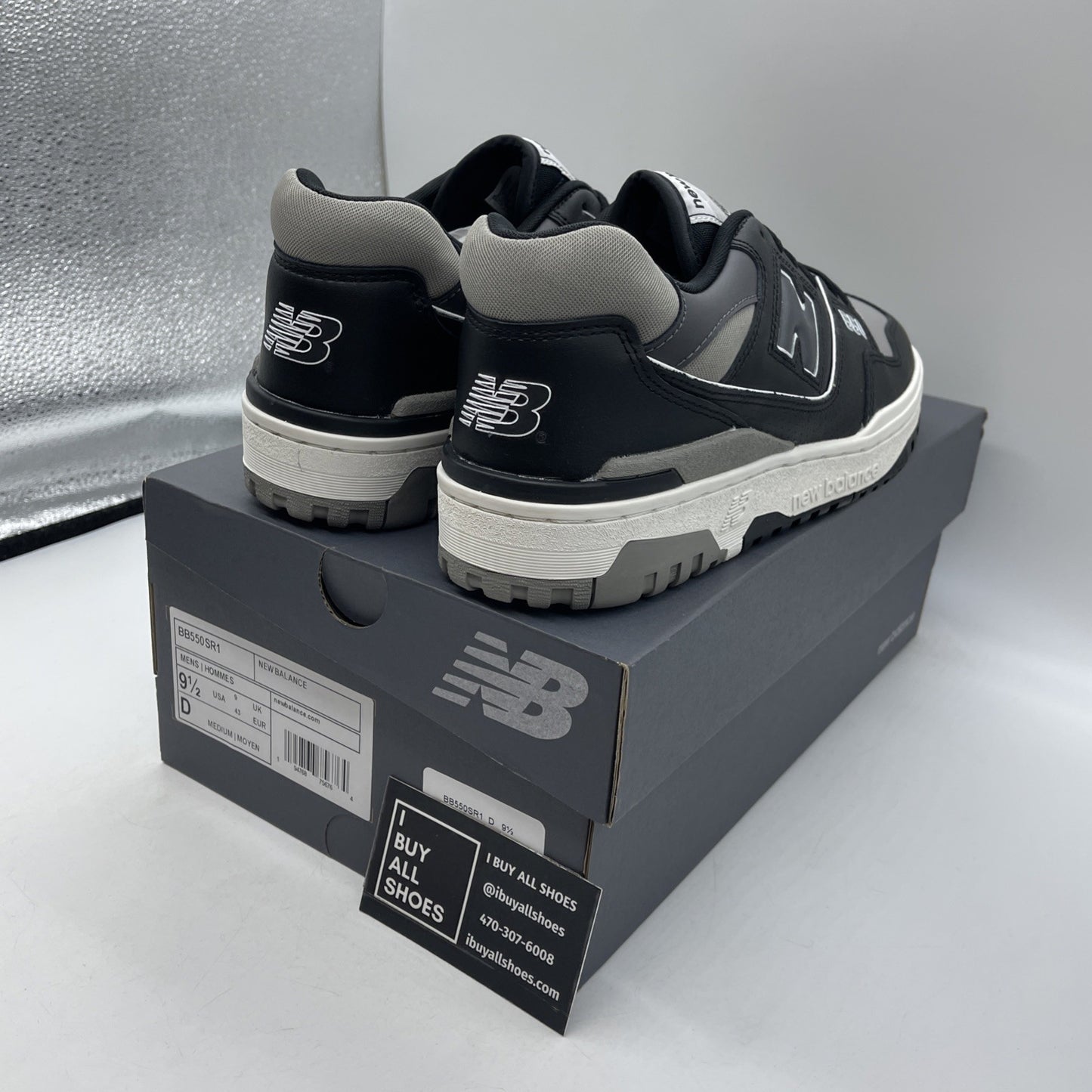 Size 9.5 - New Balance 550 Grey Black Leather (BB550SR1)