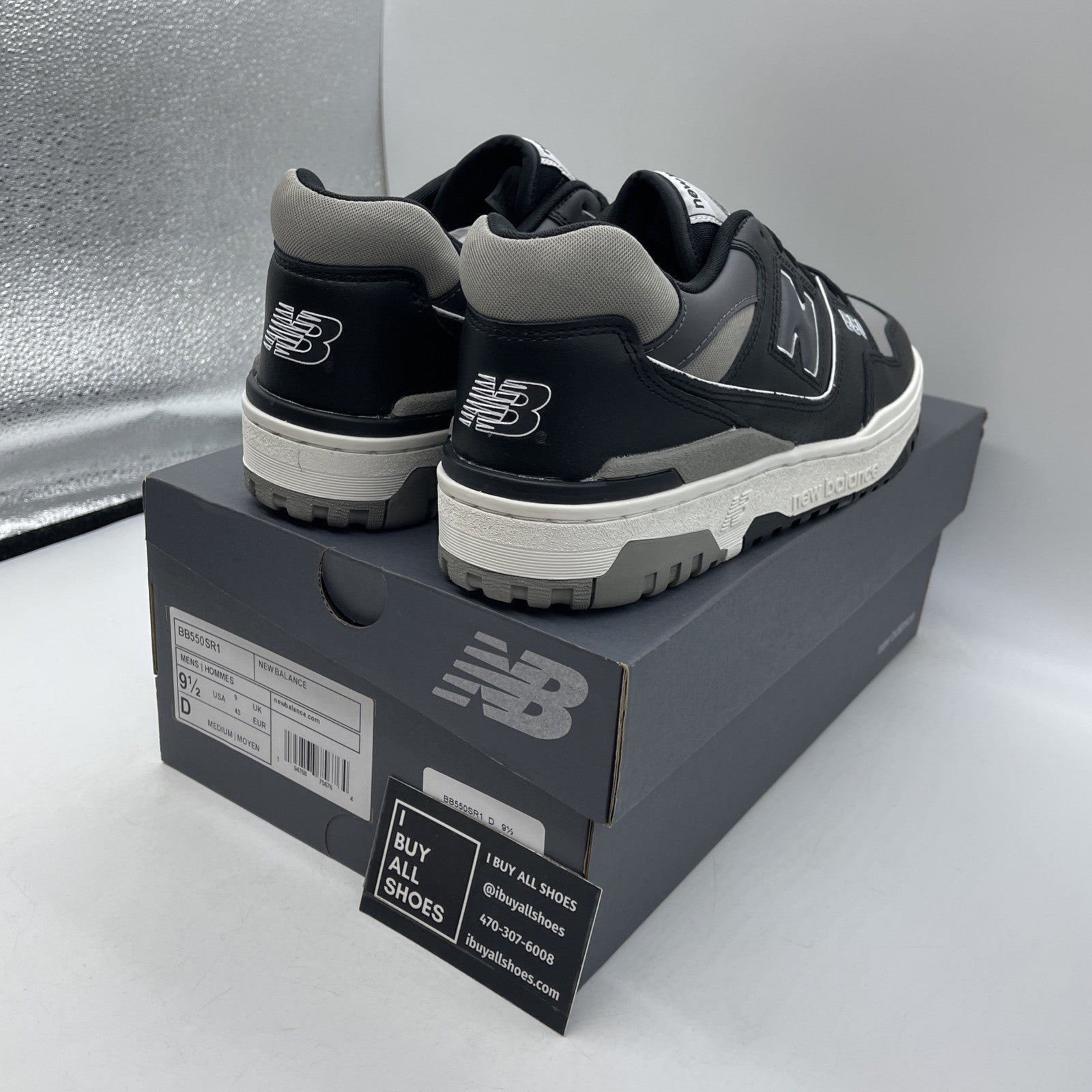 Size 9.5 - New Balance 550 Grey Black Leather (BB550SR1)