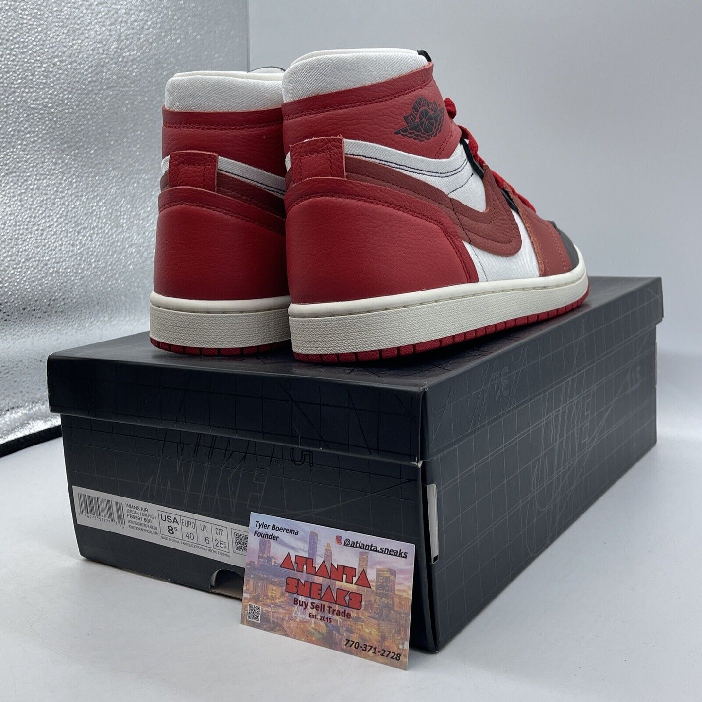 Size 8.5W - Air Jordan 1 Method of Make High Sport Red Black (FB9891-600)