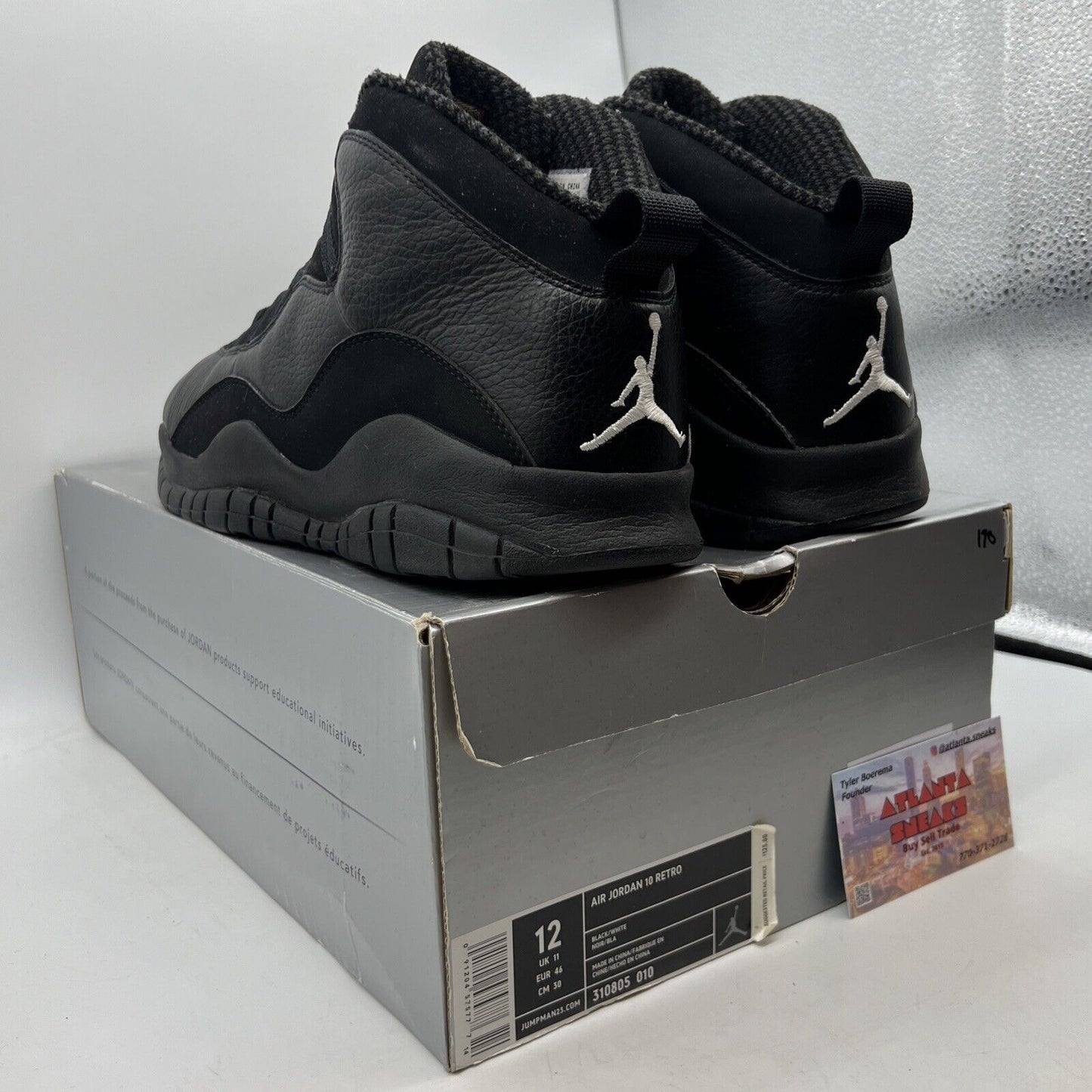 Size 12 - Air Jordan 10 Retro 2005 Stealth Black Leather Suede (310805-010)
