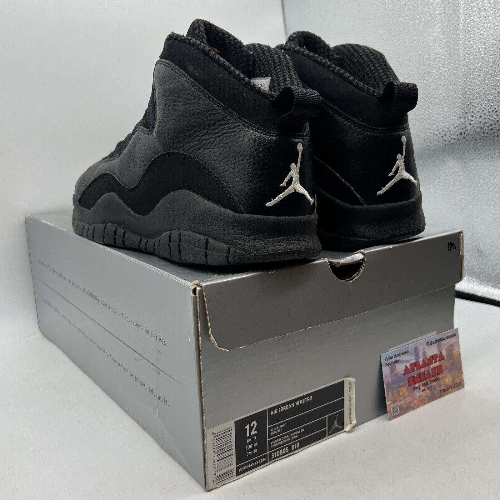 Size 12 - Air Jordan 10 Retro 2005 Stealth Black Leather Suede (310805-010)