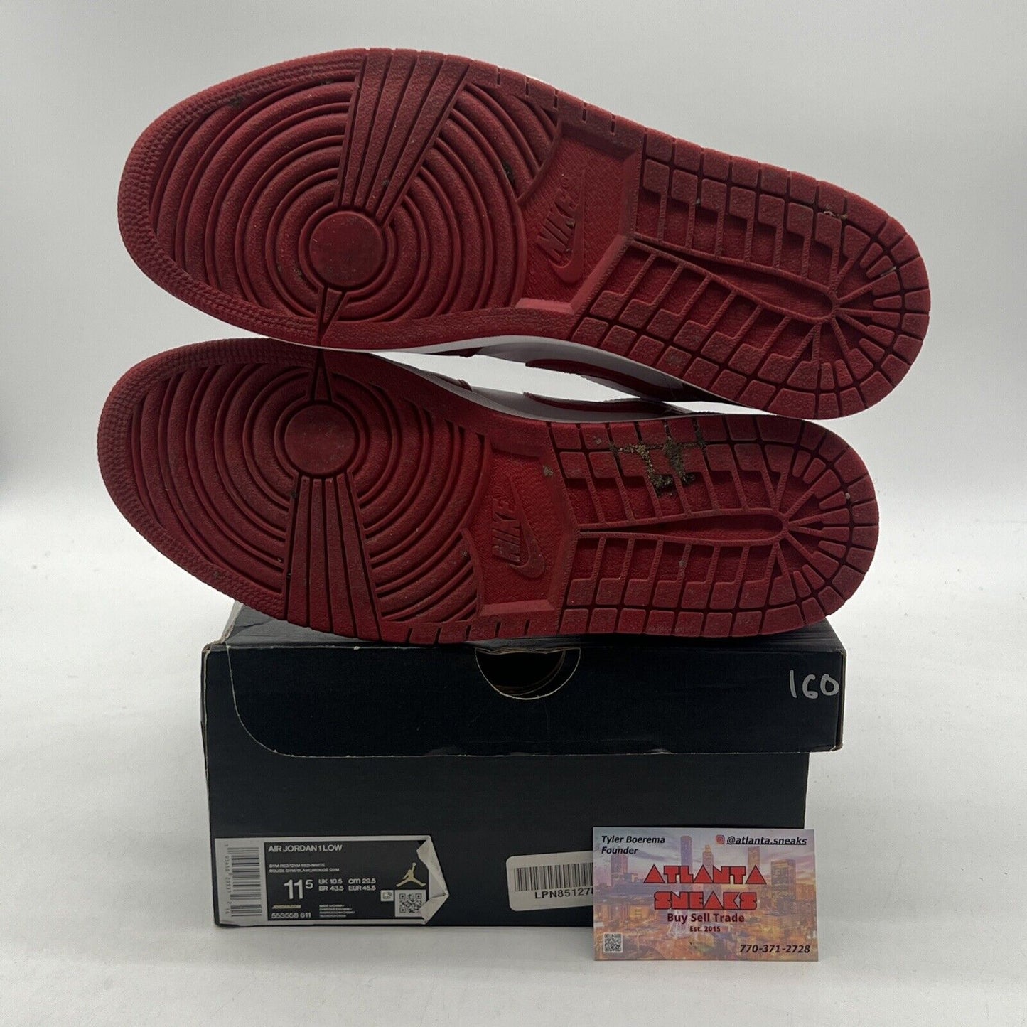 Size 11.5 - Air Jordan 1 Low Gym Red White Leather (553558-611)