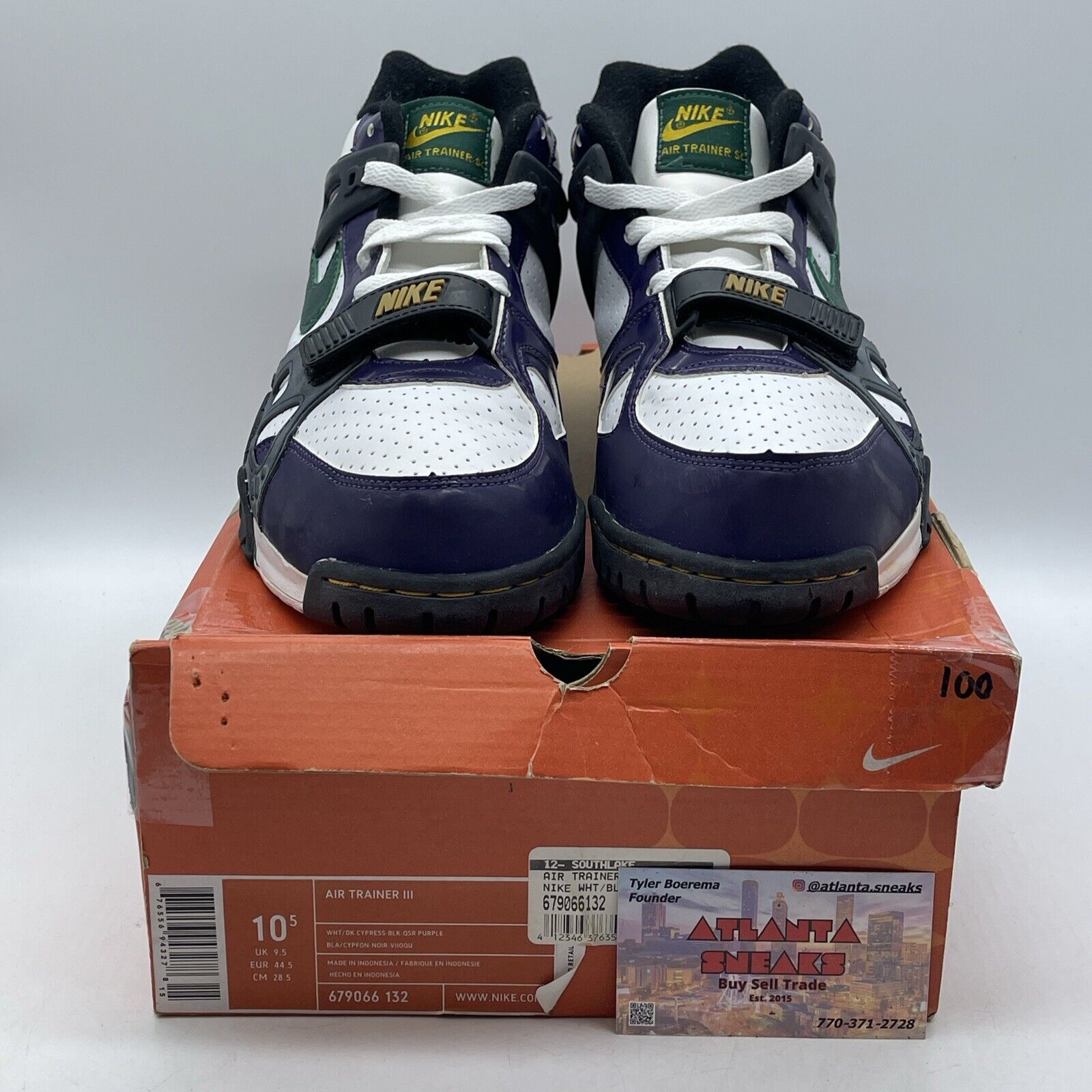 Size 10.5 - Nike Air Trainer 3 White Purple Black Leather (679066-132)