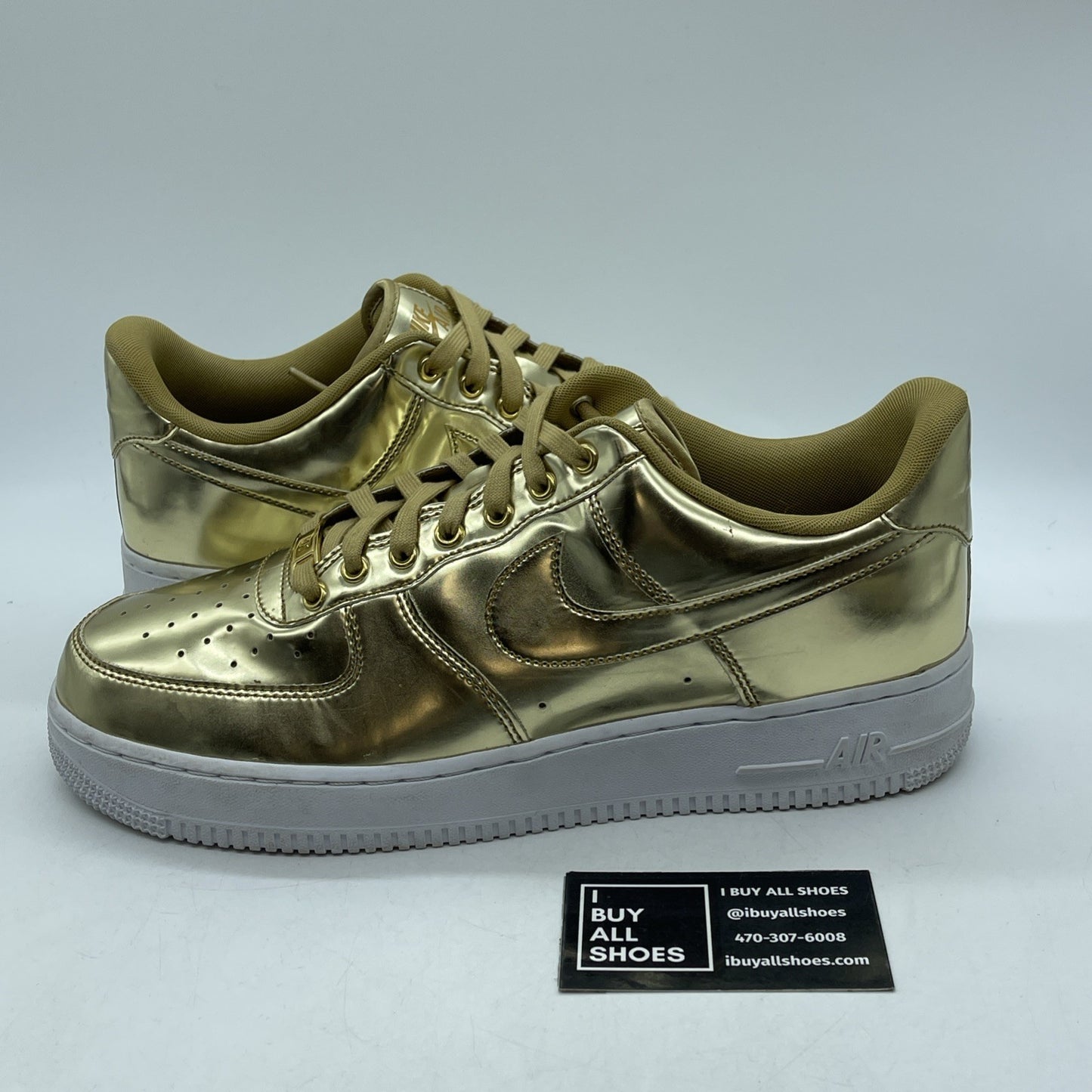 Size 12W- Nike Air Force 1 SP Liquid Metal Gold Leather (CQ6566-700)