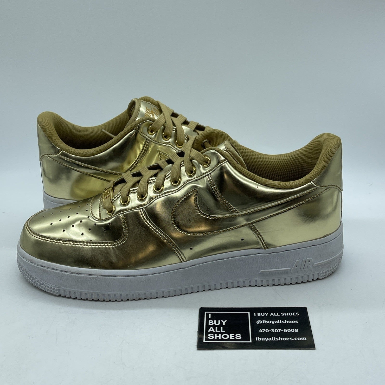 Size 12W- Nike Air Force 1 SP Liquid Metal Gold Leather (CQ6566-700)