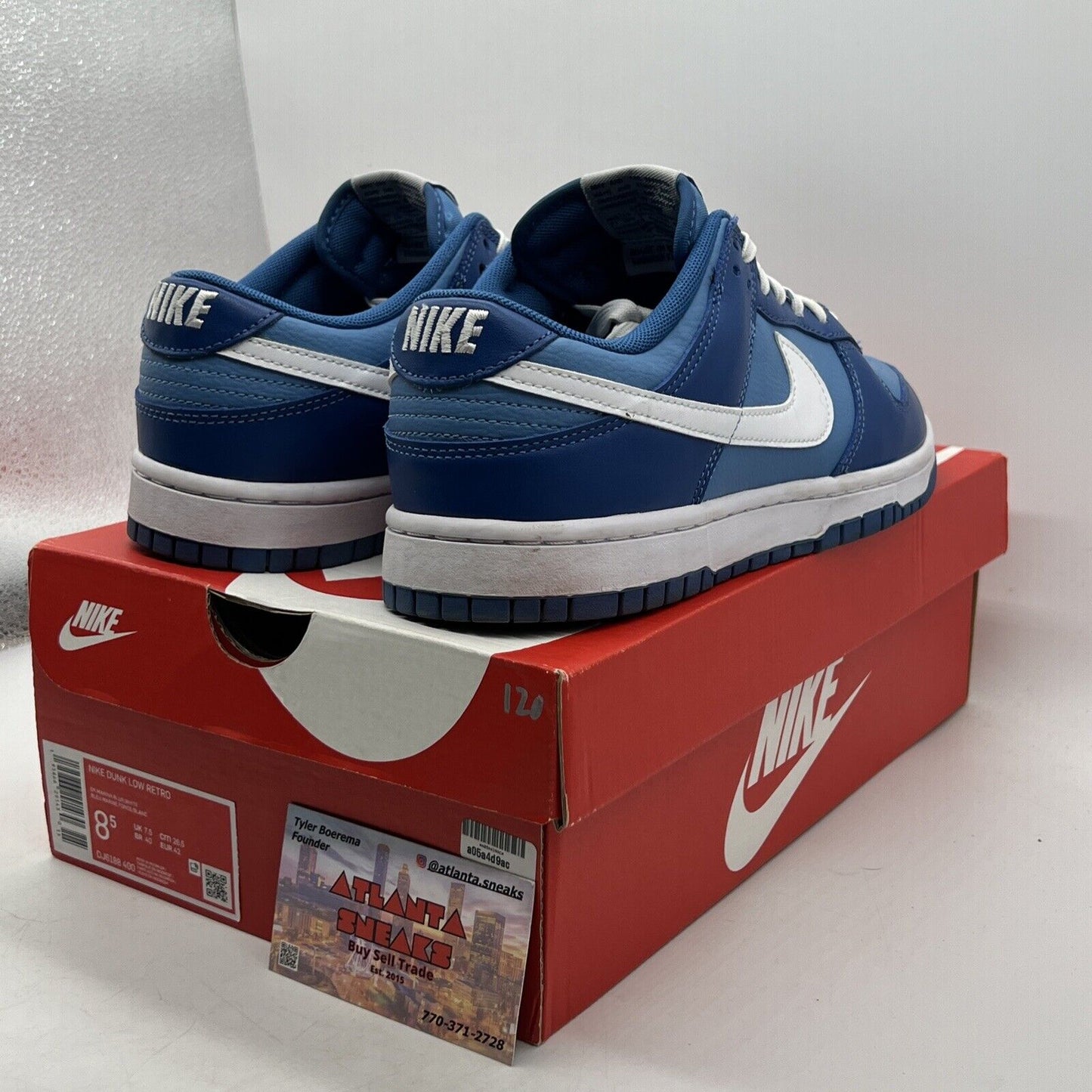 Size 8.5 - Nike Dunk Low Dark Marina Blue White Leather (DJ6188-400)