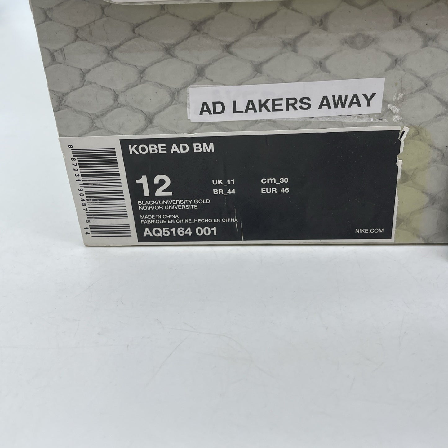 Size 12 - Nike Kobe A.D. BM Mid City Edition Black Yellow Suede (AQ5164-001)