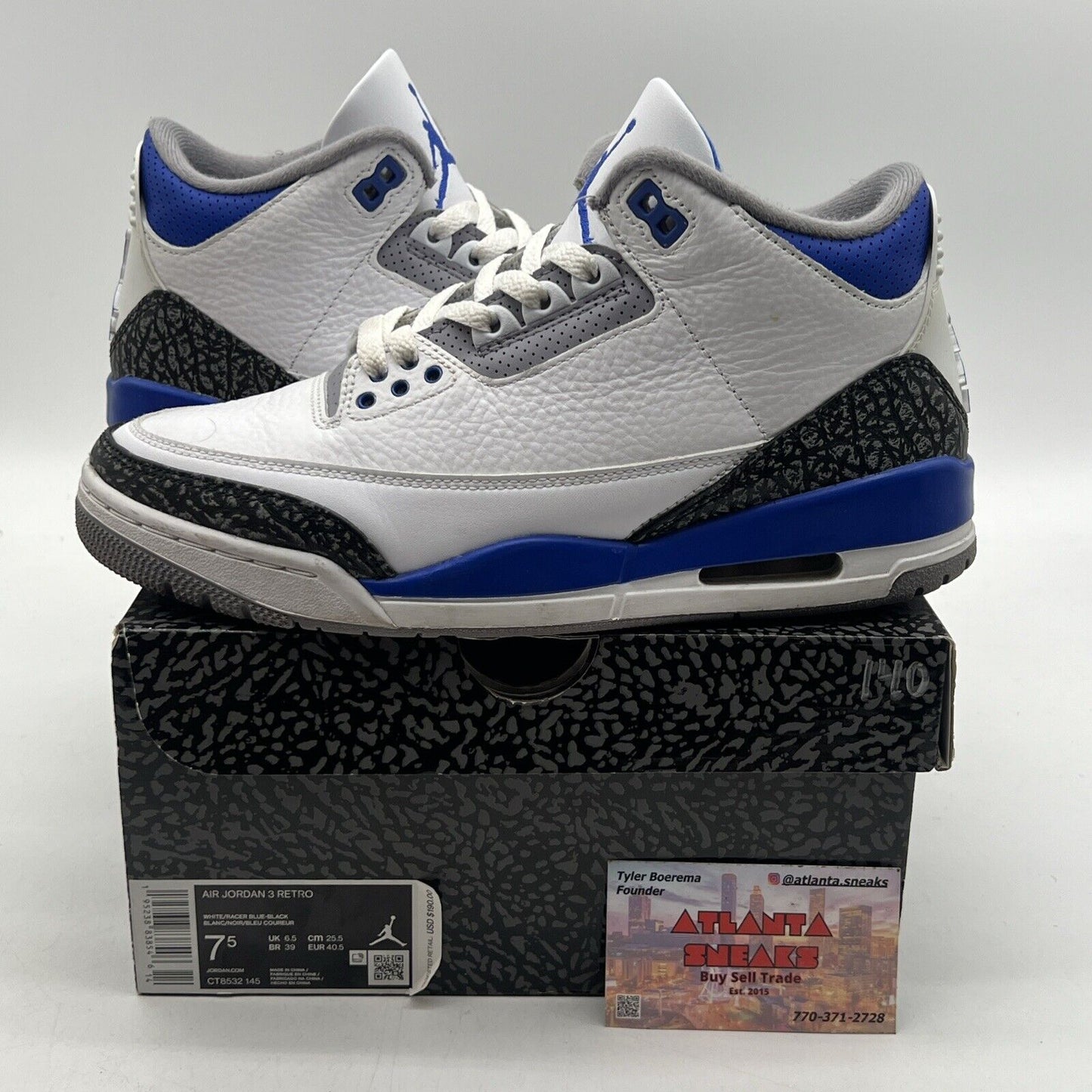 Size 7.5 - Jordan 3 Retro Mid Racer Blue White Black (CT8532-145)