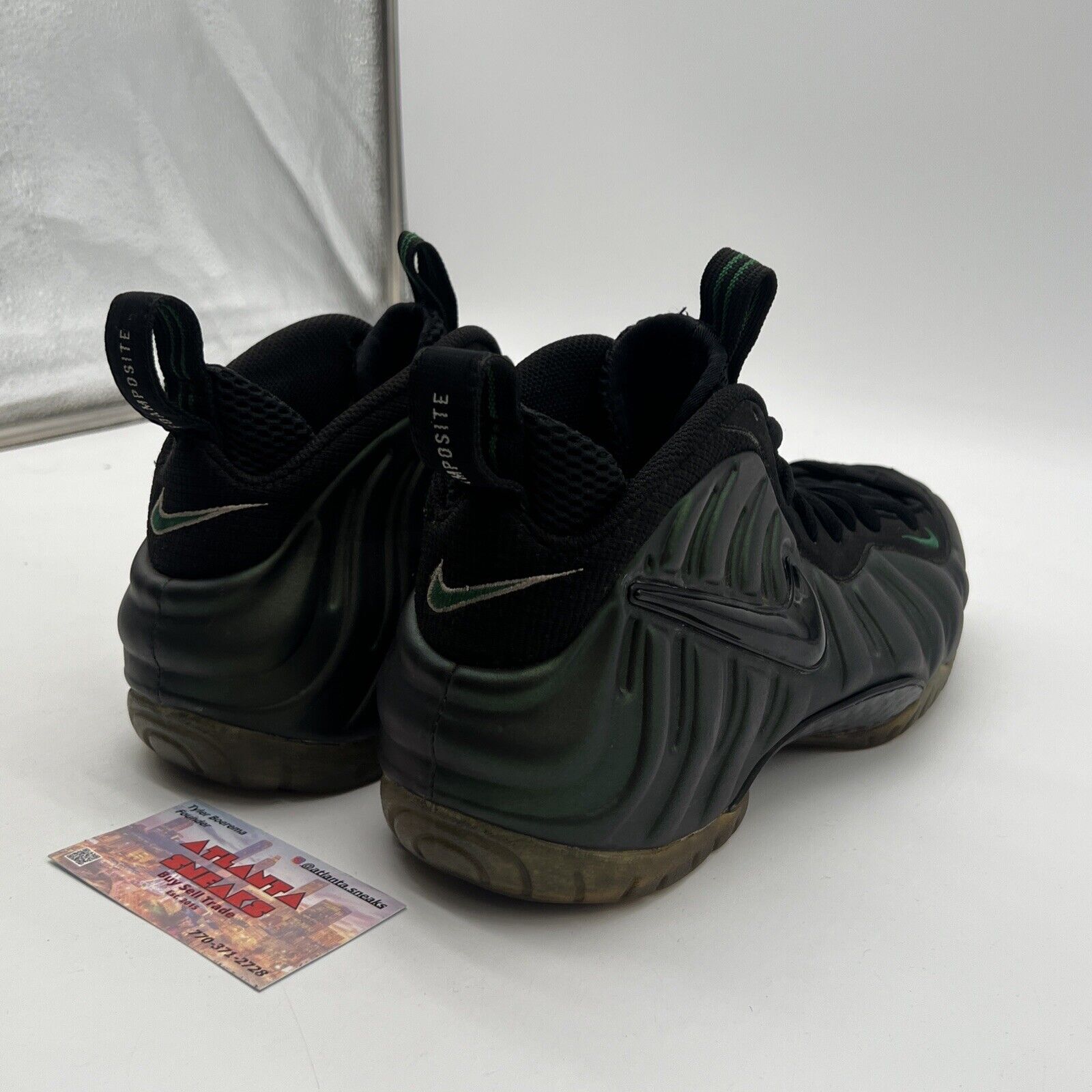 Size 9.5 - Nike Air Foamposite Pro Pine Green Black Suede (624041-301)