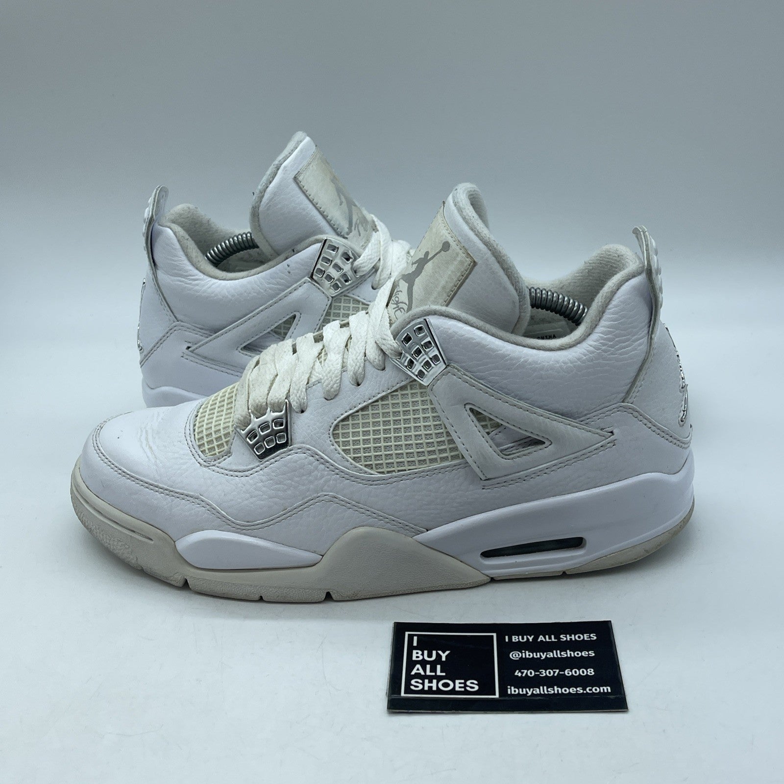 Size 9 - Air Jordan 4 Retro 25th Silver Anniversary White Leather (408202-101)
