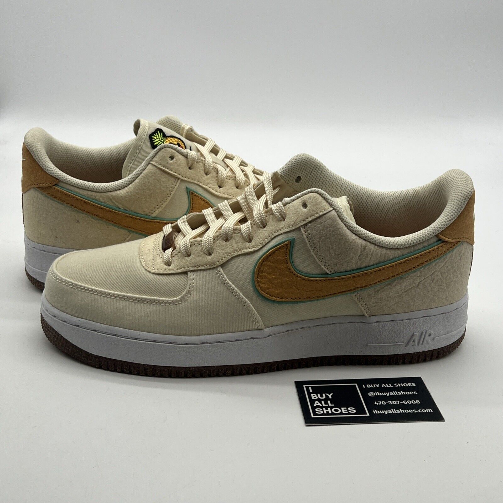 Size 12.5 - Nike Air Force 1 '07 Premium Coconut Milk Green Glo Metallic Gold