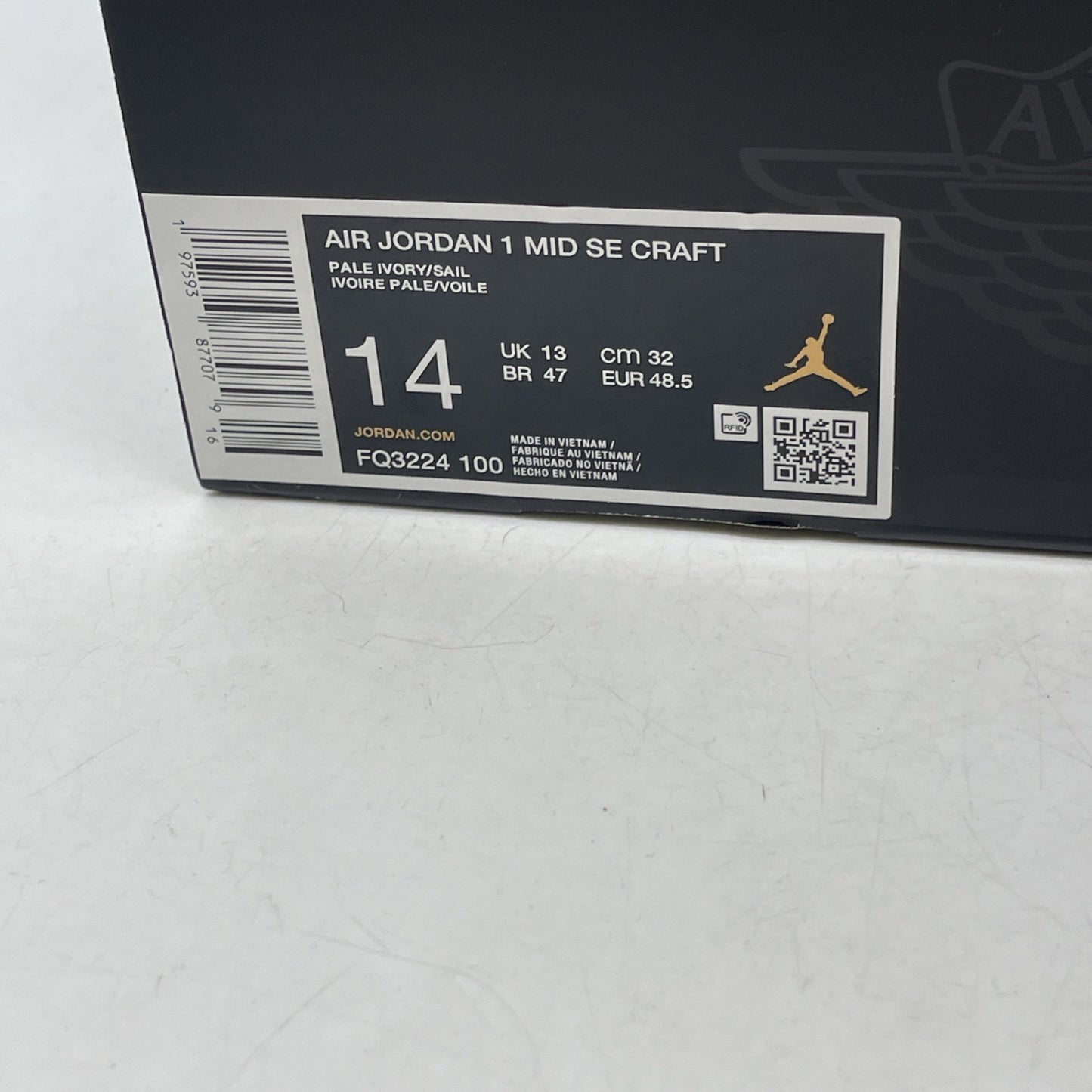 Size 14 - Air Jordan 1 SE Craft Mid Pale Ivory (FQ3224-100)