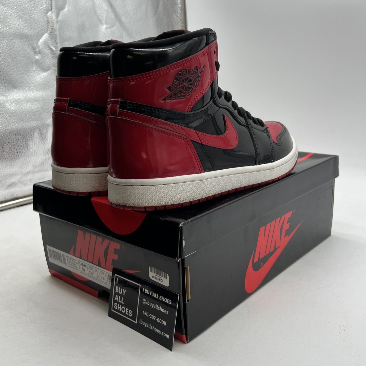 Size 9 - Air Jordan 1 Retro OG High Patent Bred (555088-063)