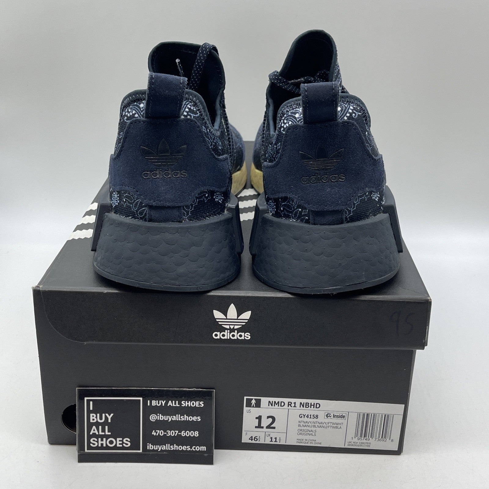 Size 12 - adidas Neighborhood x NMD_R1 Navy Paisley Bandana Suede (GY4158)