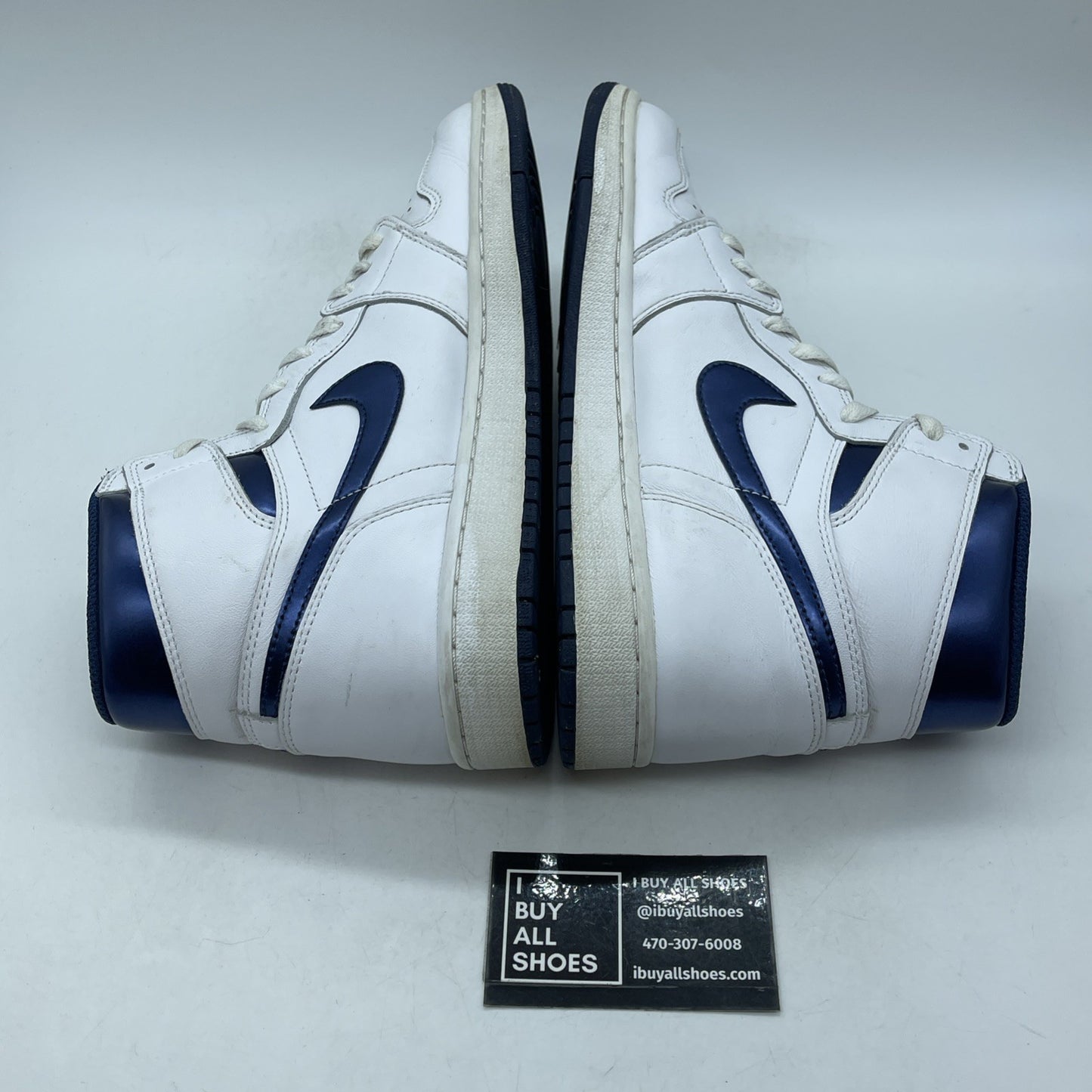 Size 9.5 - Air Jordan 1 Retro OG High Metallic Navy White Leather (555088-106)