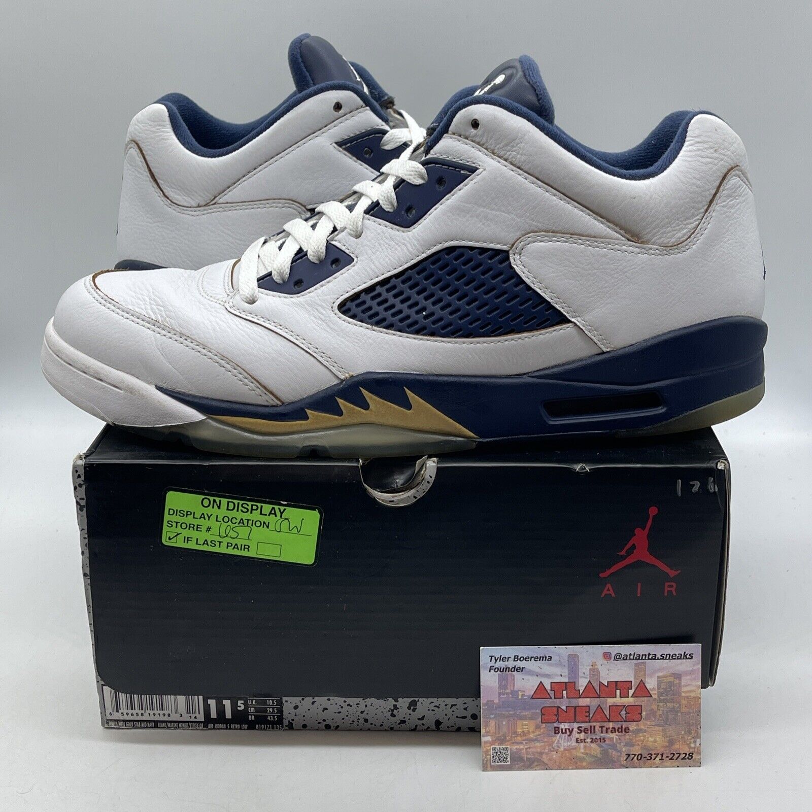 Size 11.5 - Air Jordan 5 Low Dunk From Above Blue White Leather (819171-135)