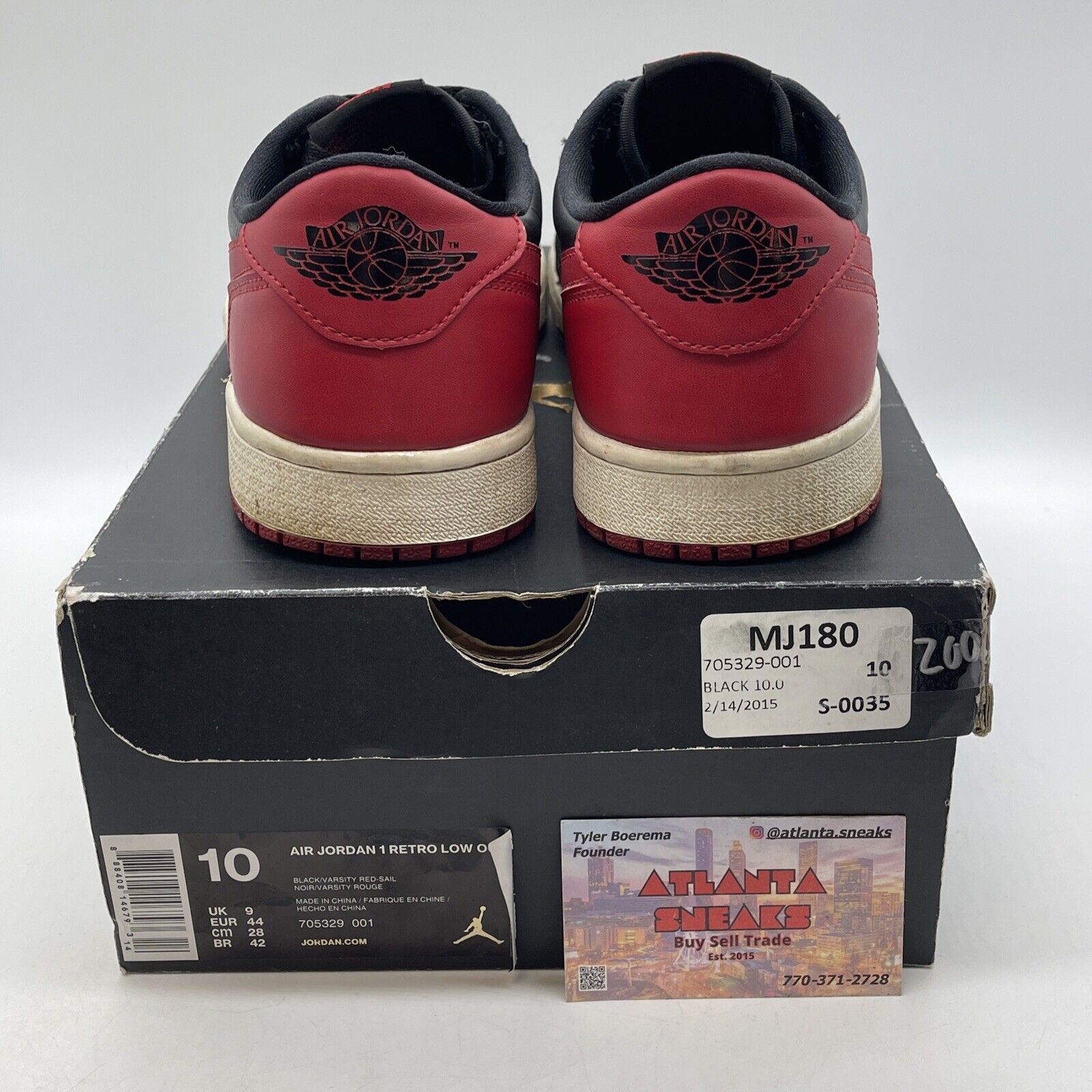 Size 10 - Air Jordan 1 Retro OG Low Bred White Red Black Leather (705329-001)