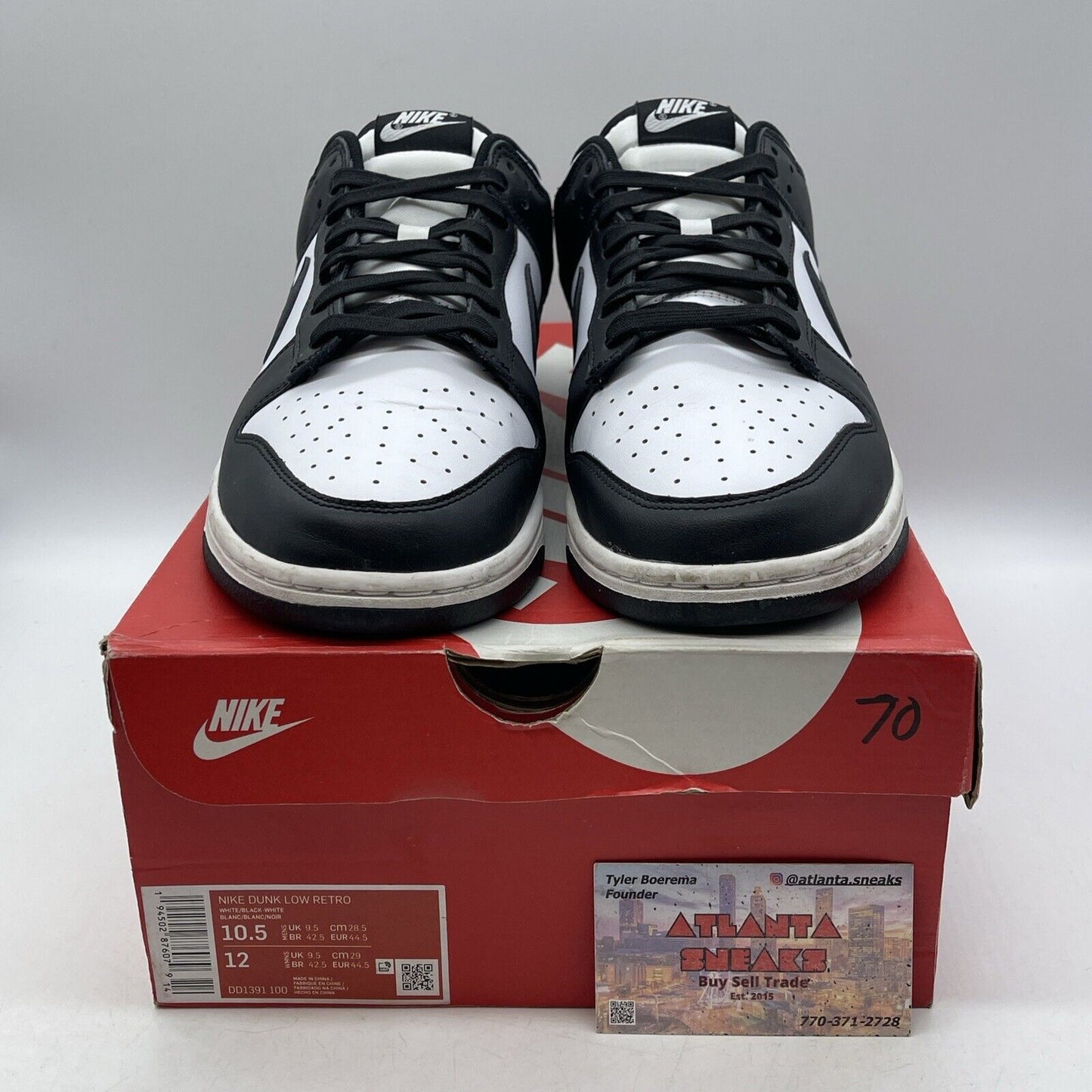 Size 10.5 - Nike Dunk Low Black White Leather (DD1391-100)