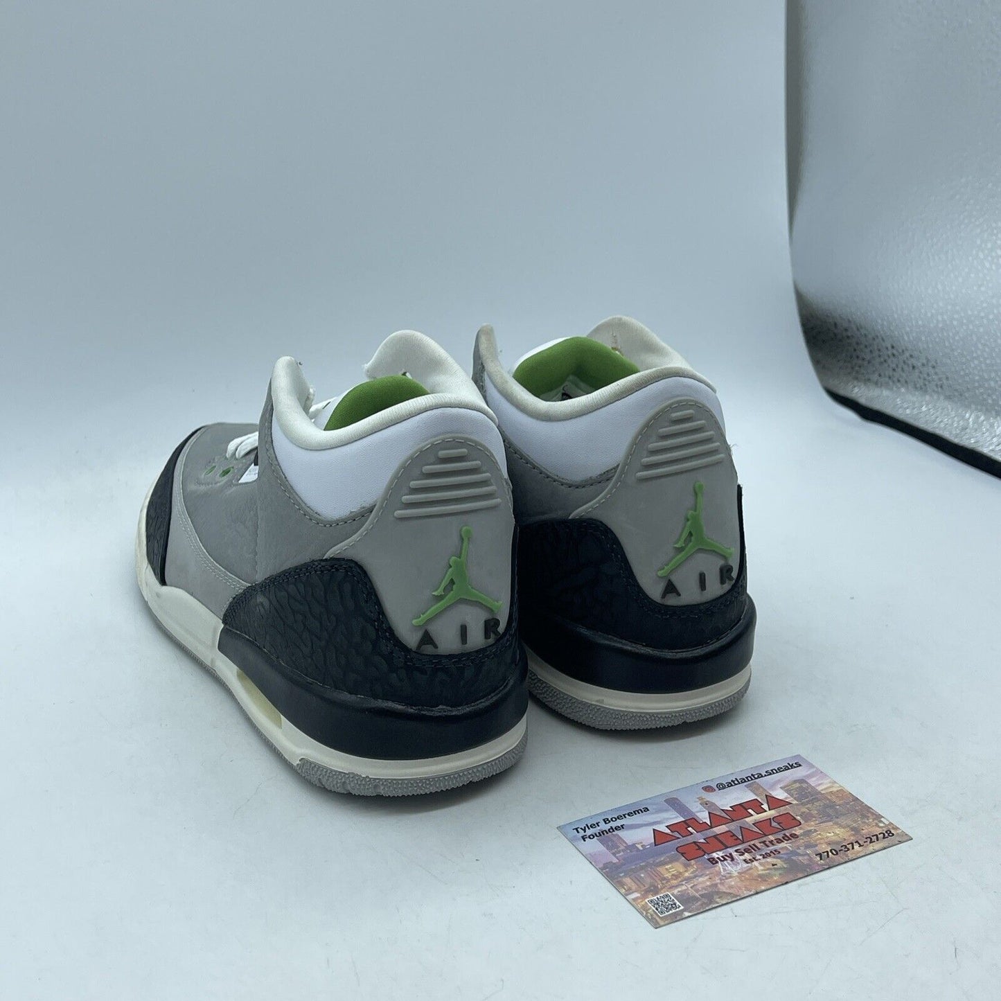 Size 4Y (GS) - Jordan 3 Retro Mid Chlorophyll Grey Black Suede (398614-006)