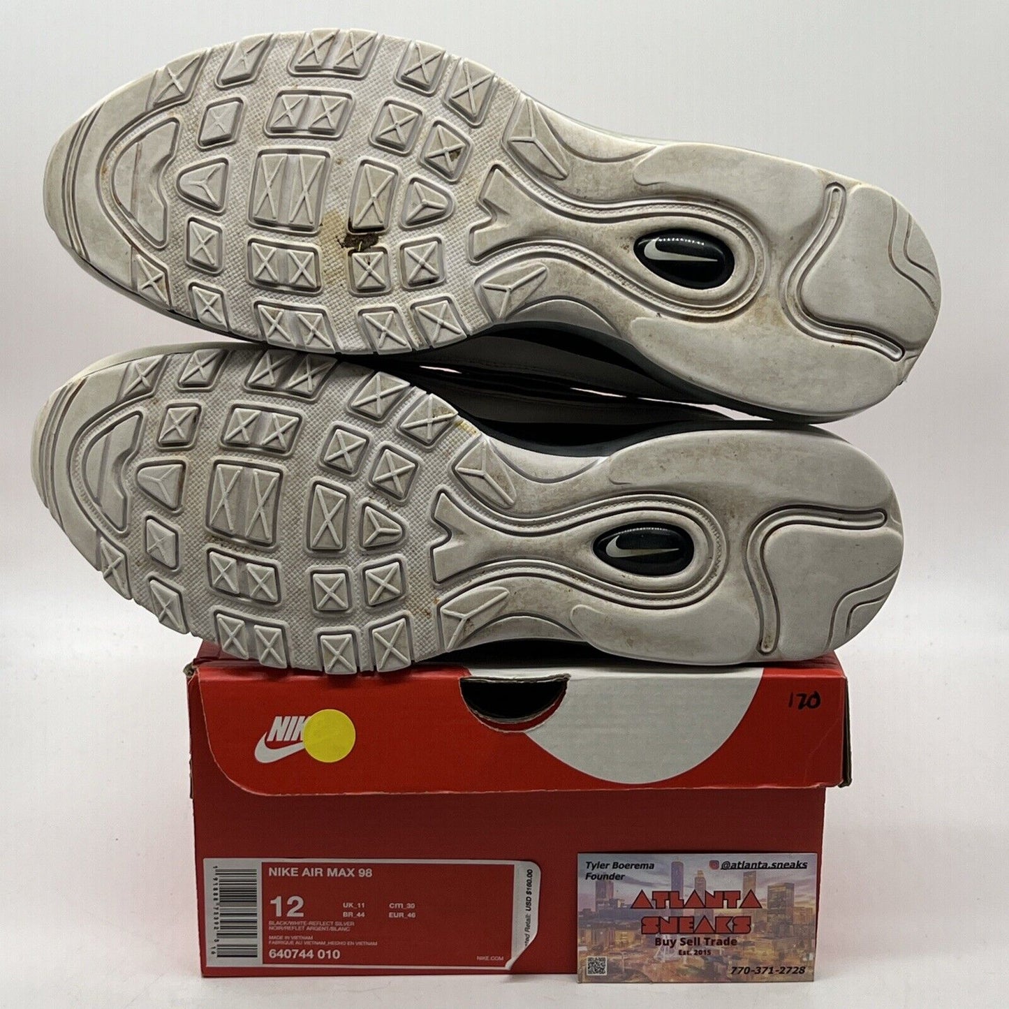 Size 12 - Nike Air Max 98 White Black (640744-010)