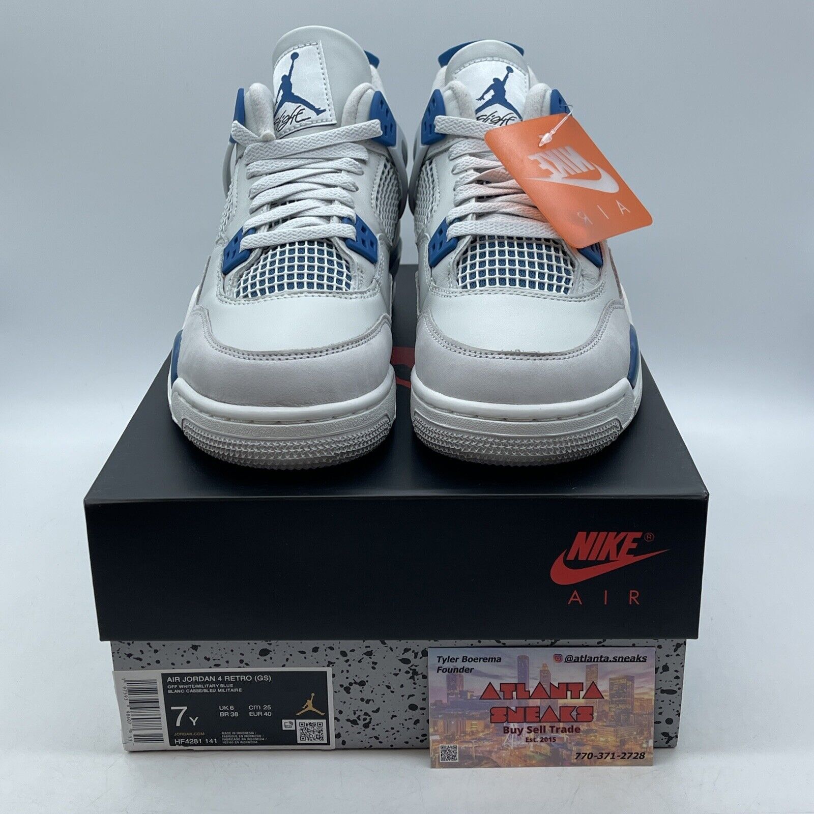 Size 7Y - Air Jordan 4 Retro Military Blue Industrial Blue 2024 GS (HF4281-141)