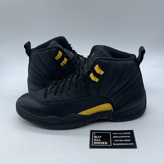 Size 10 - Jordan 12 Retro Mid Black Taxi Yellow Suede Leather (CT8013-071)