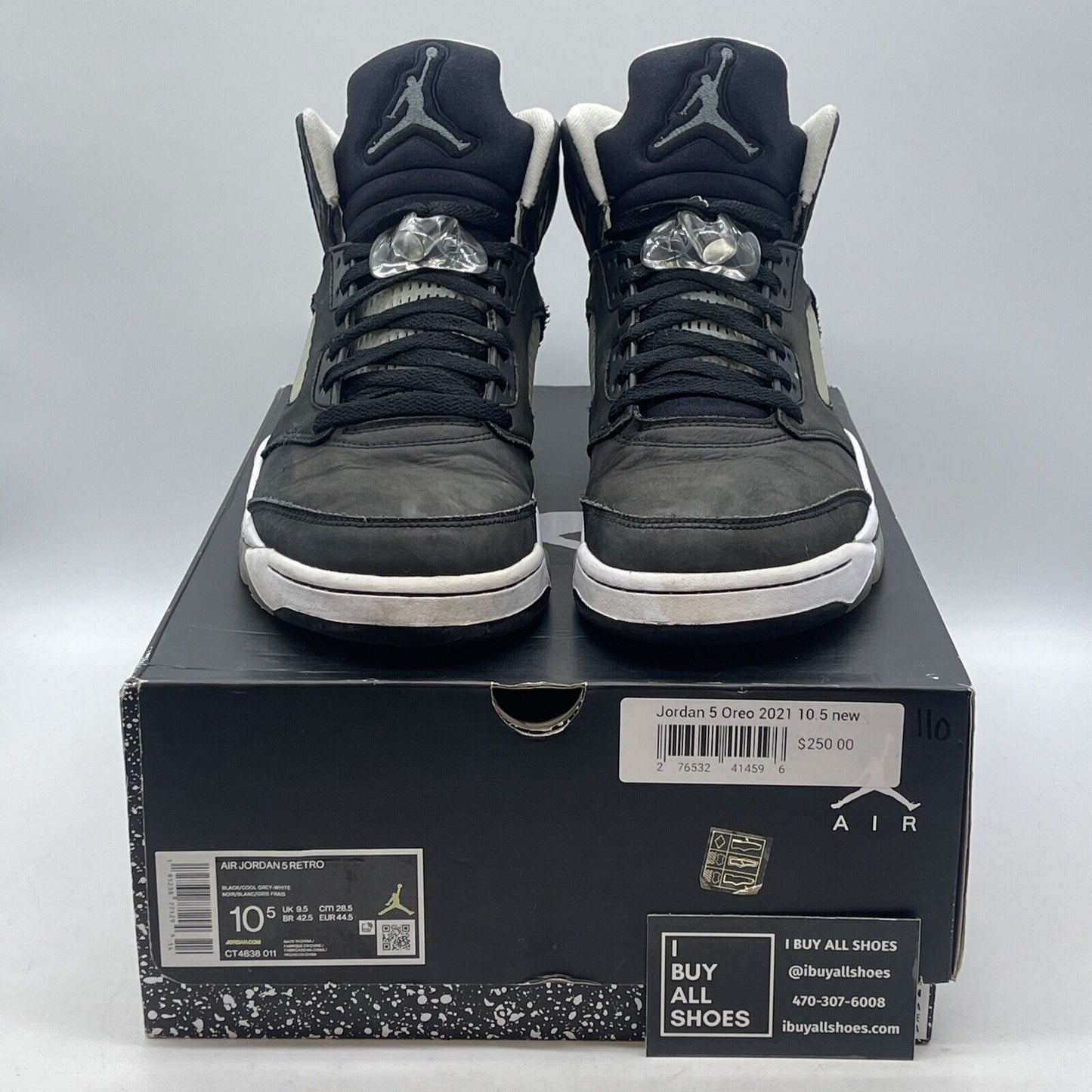 Size 10.5 - Jordan 5 Retro Mid Oreo Black White Suede Rubber (CT4838-011)