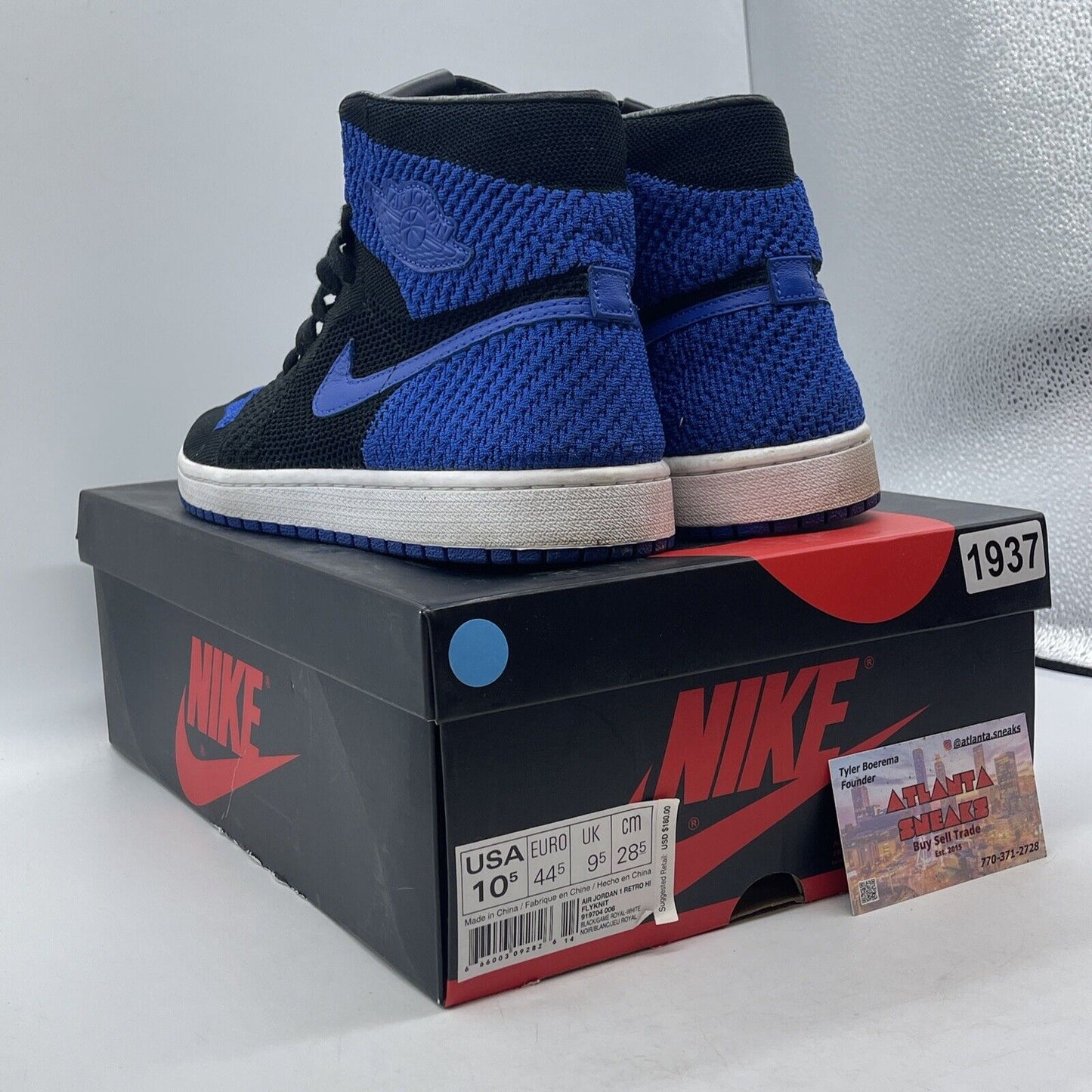 Size 10.5 - Air Jordan 1 Retro OG Flyknit High Royal Blue Suede (919704-006)