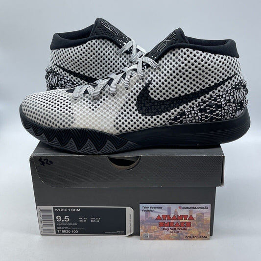 Size 9.5 - Nike Kyrie 1 BHM Black White Suede Leather (718820-100)