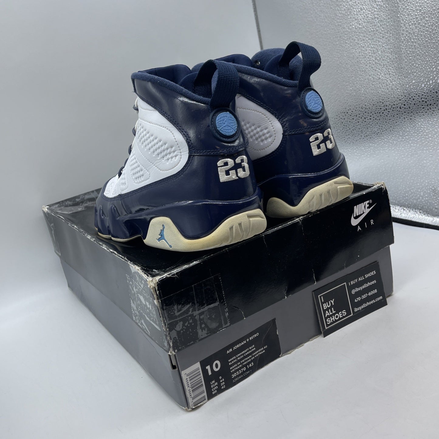 Size 10 - Air Jordan 9 Retro UNC Blue White Leather (302370-145)