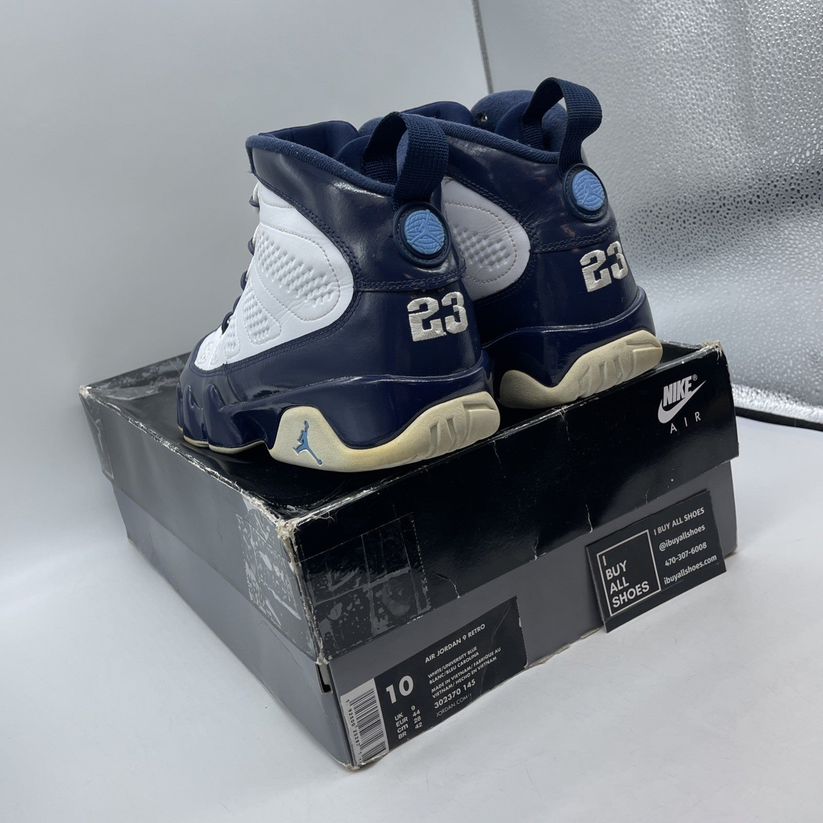 Size 10 - Air Jordan 9 Retro UNC Blue White Leather (302370-145)
