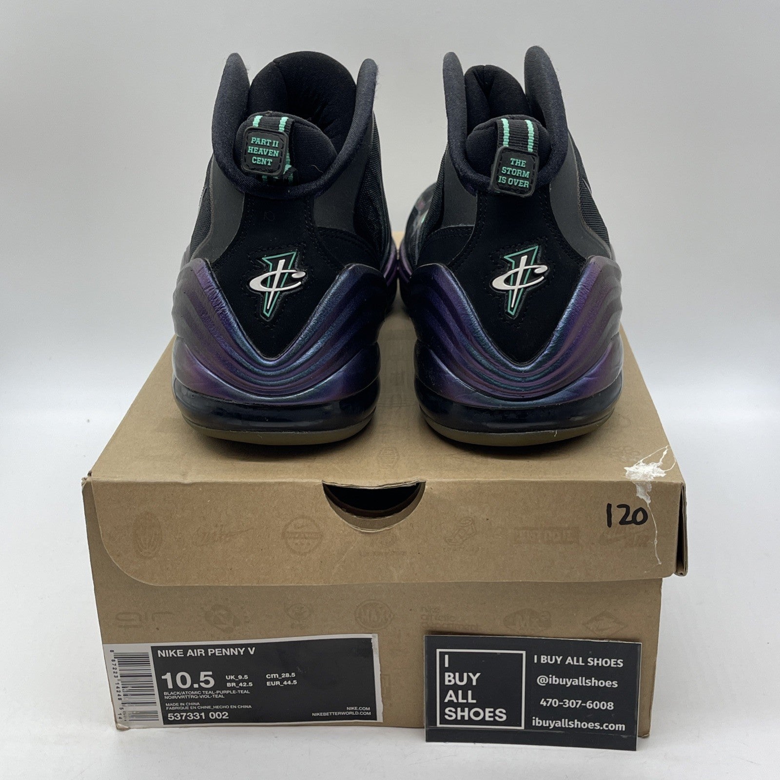 Size 10.5 - Nike Air Penny 5 Invisibility Cloak Black Suede (537331-002)