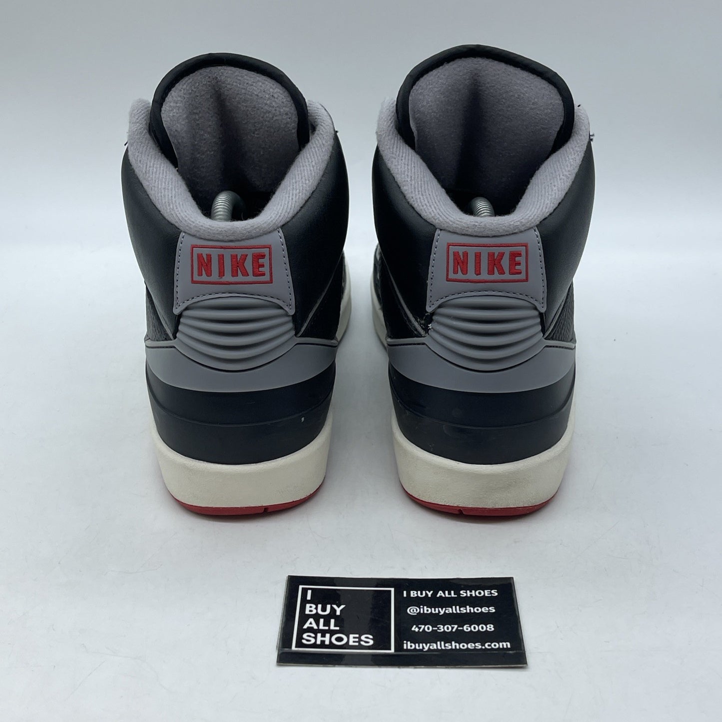 Size 8.5 - Air Jordan 2 Retro Black Cement Grey Red Leather (DR8884-001)